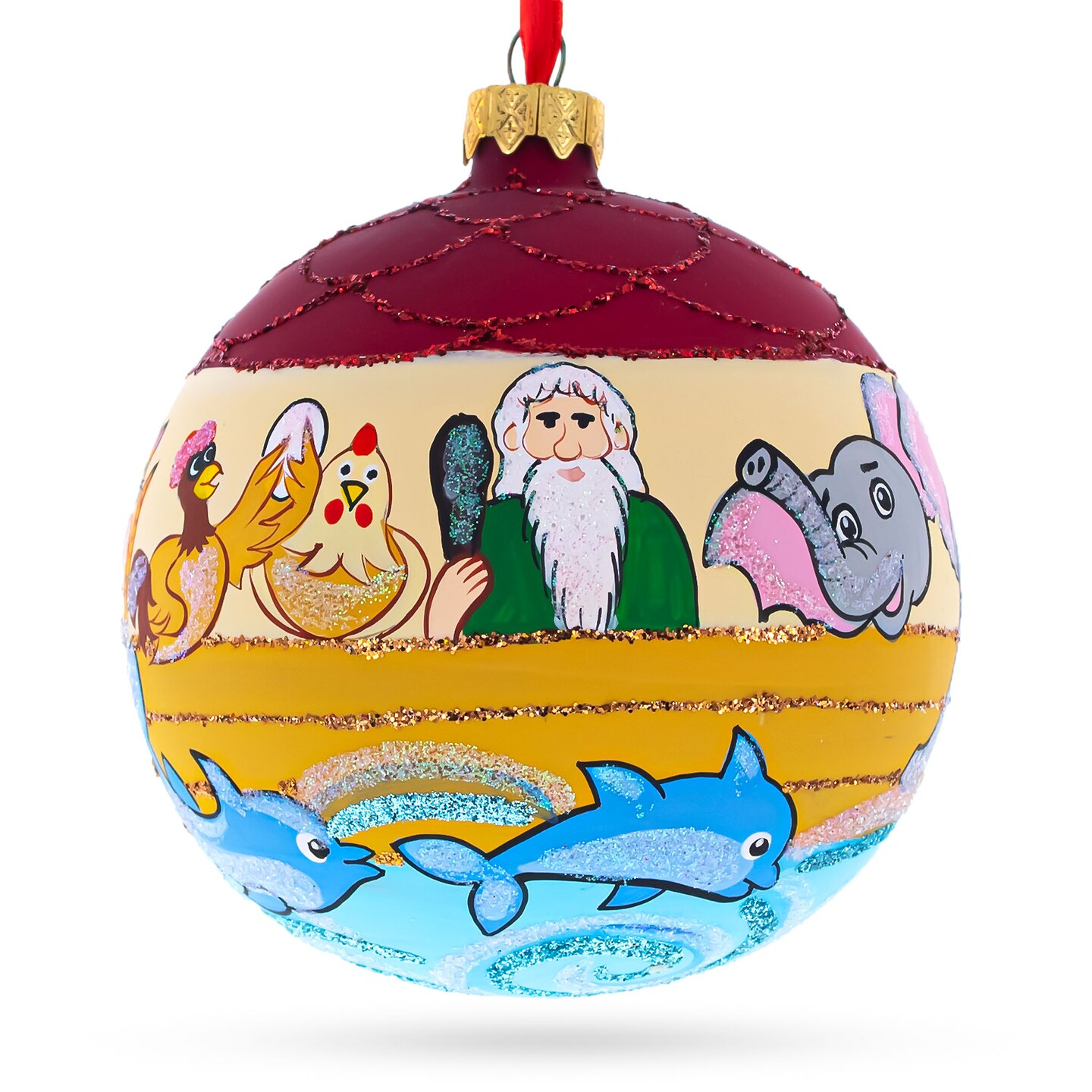 The Noah&#x27;s Ark Glass Ball Christmas Ornament 4 Inches