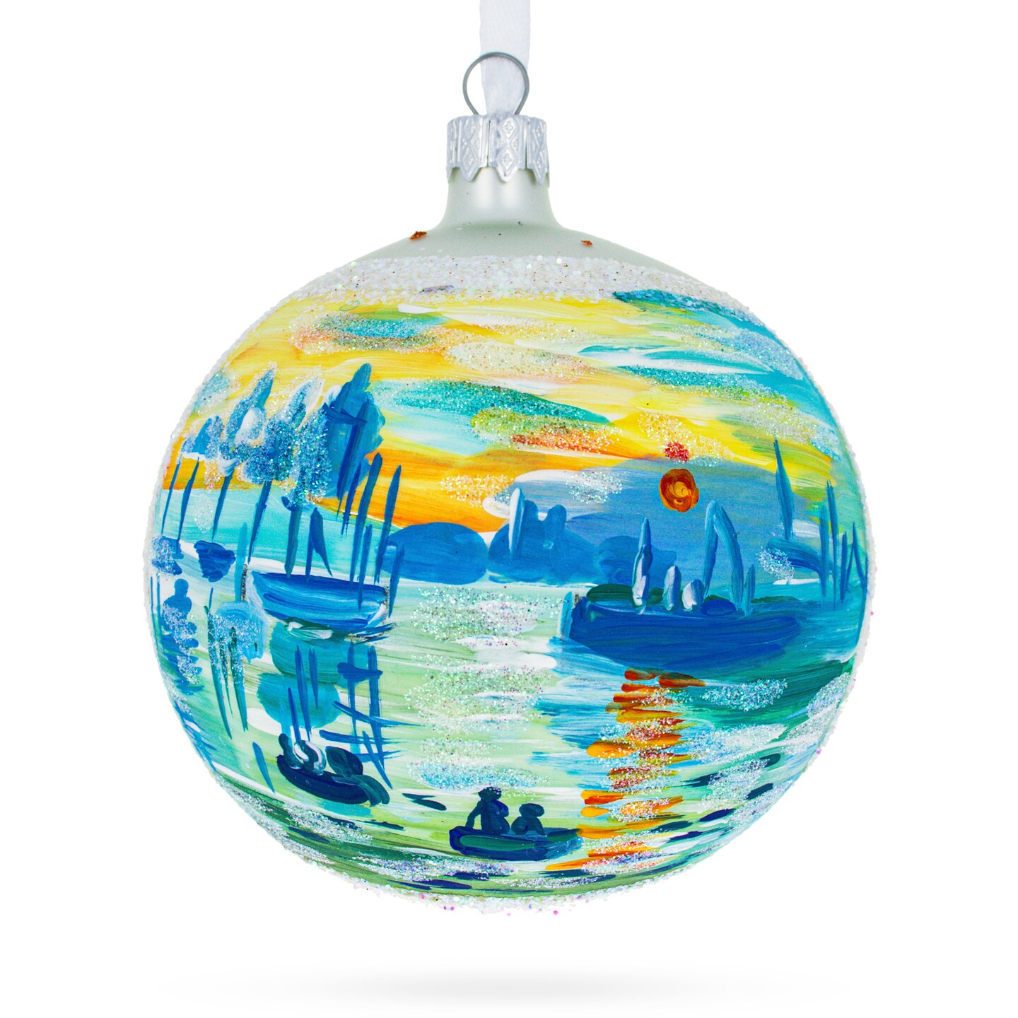 1874 &#x27;Impression Sunrise&#x27; by Claude Monet Glass Ball Christmas Ornament 4 Inches