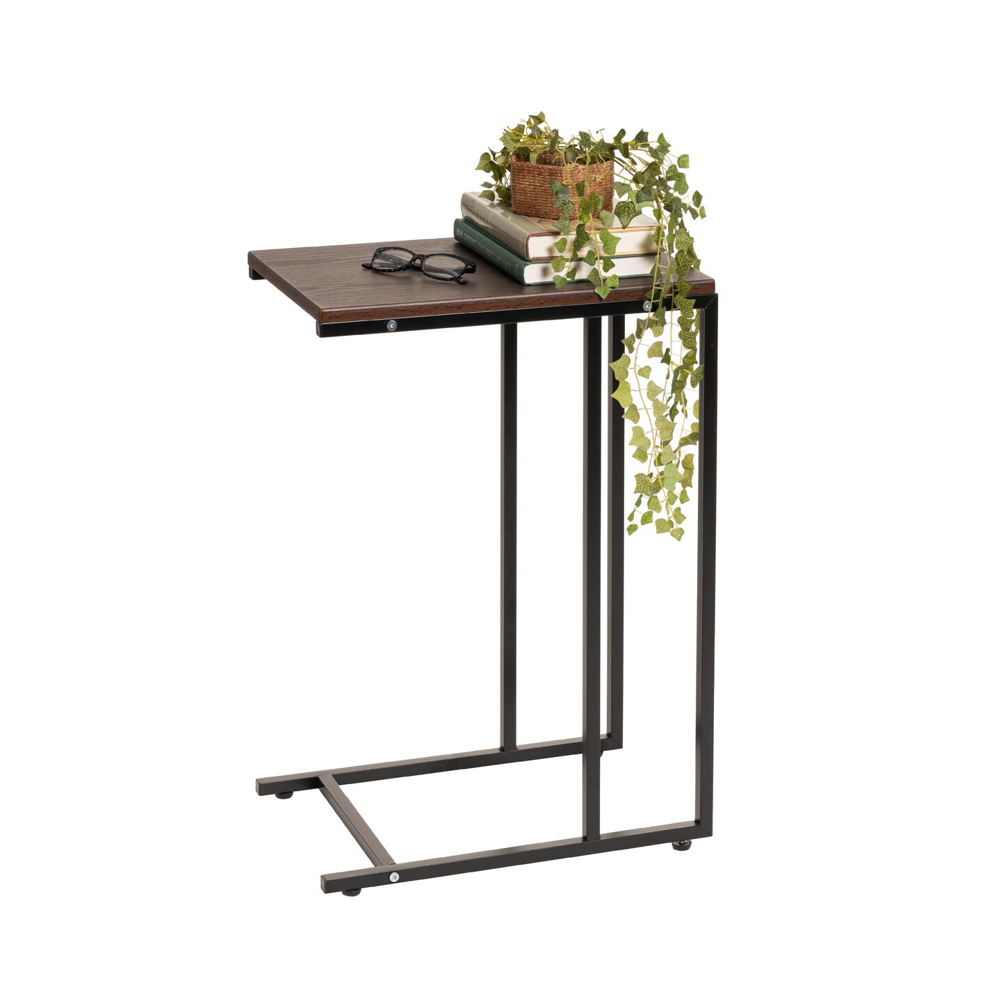 IRIS USA Wood Accent Sofa End C-Shape Table Computer Desk