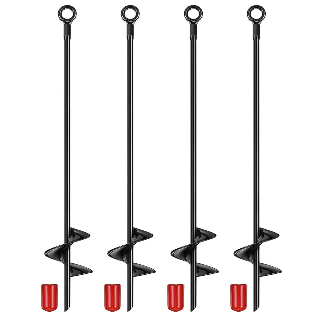 4 Pack Heavy Duty Ground Auger Stakes 2.76In Wide Spiral Drill Bits Soil Hole Digging Drill