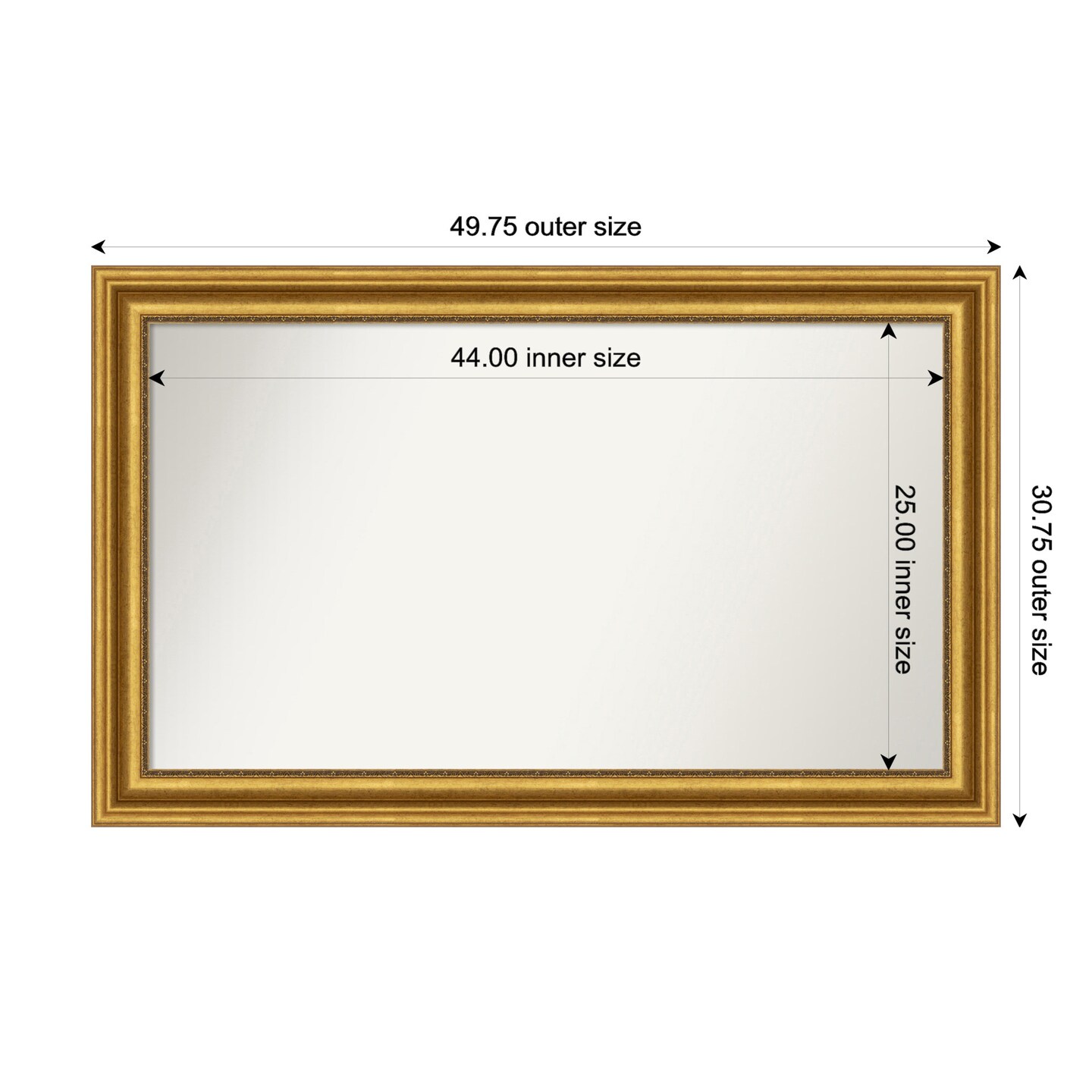 Parlor Gold Non-Beveled Custom Framed Bathroom Vanity Wall Mirror