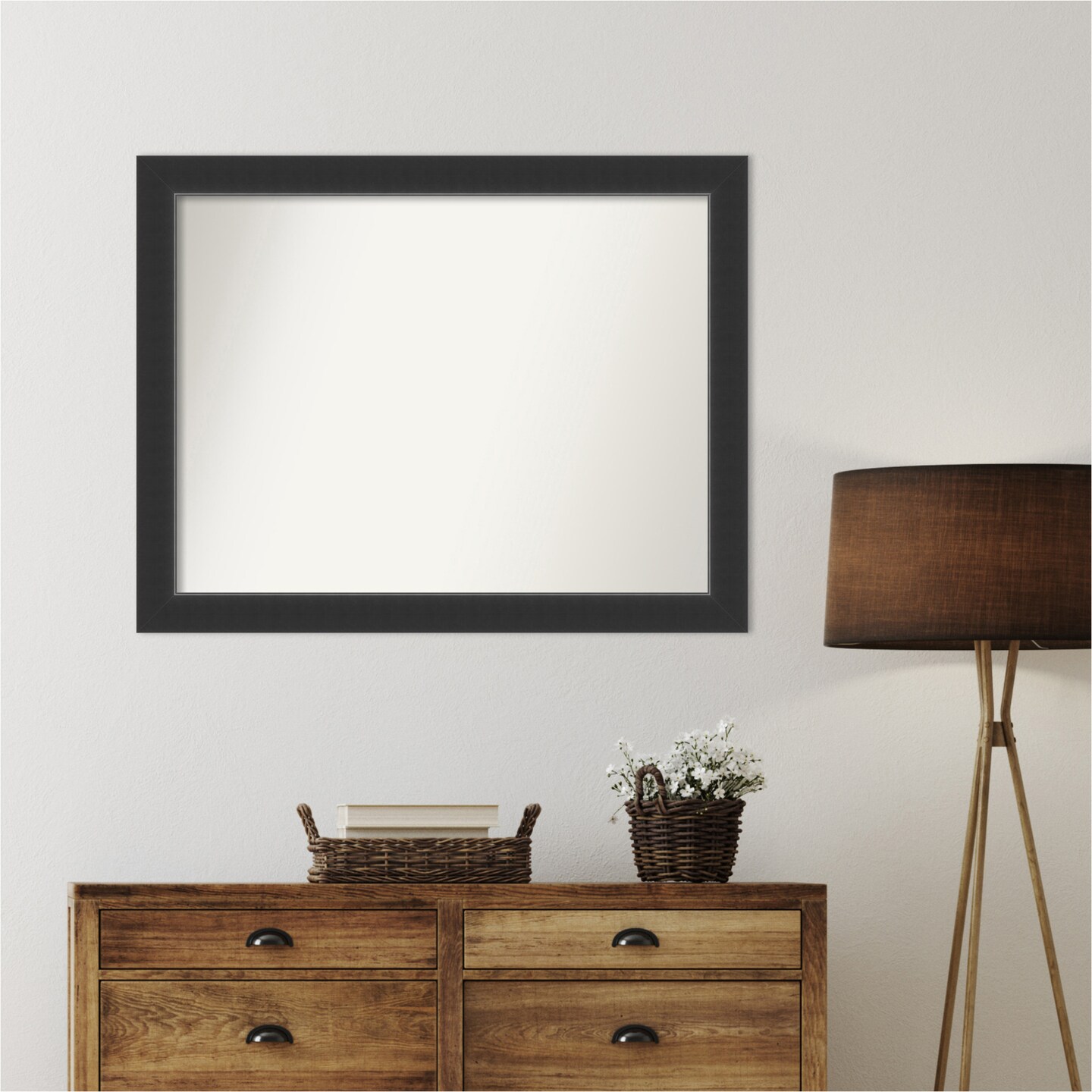 Corvino Black Non-Beveled Custom Framed Bathroom Vanity Wall Mirror