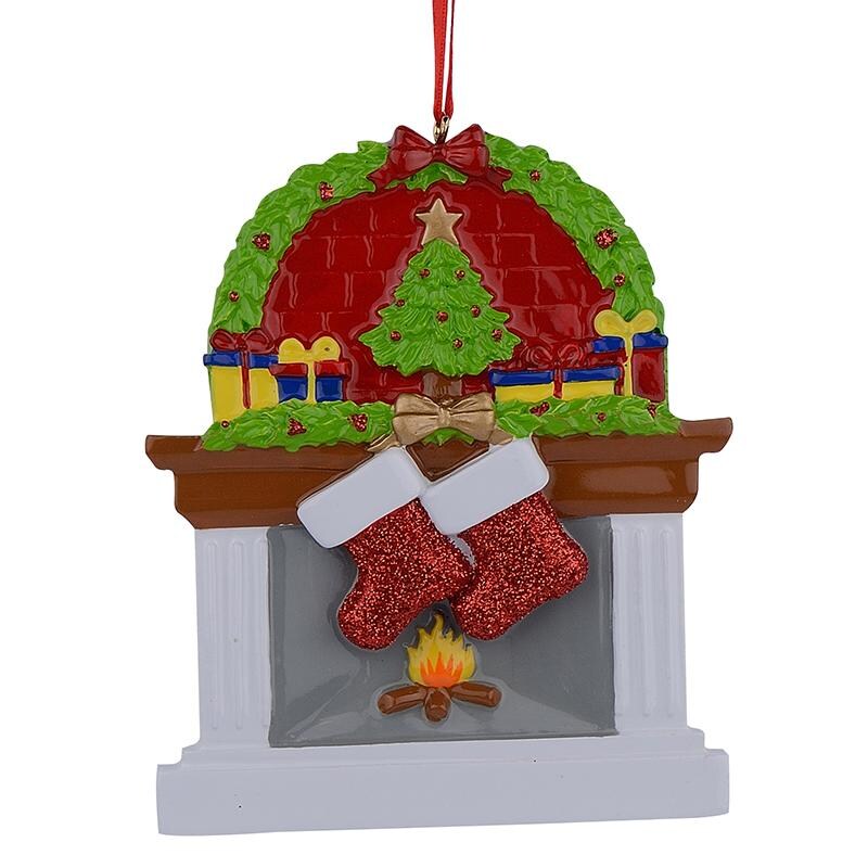 Two Christmas Stockings Hand Painted Resin Christmas Ornament