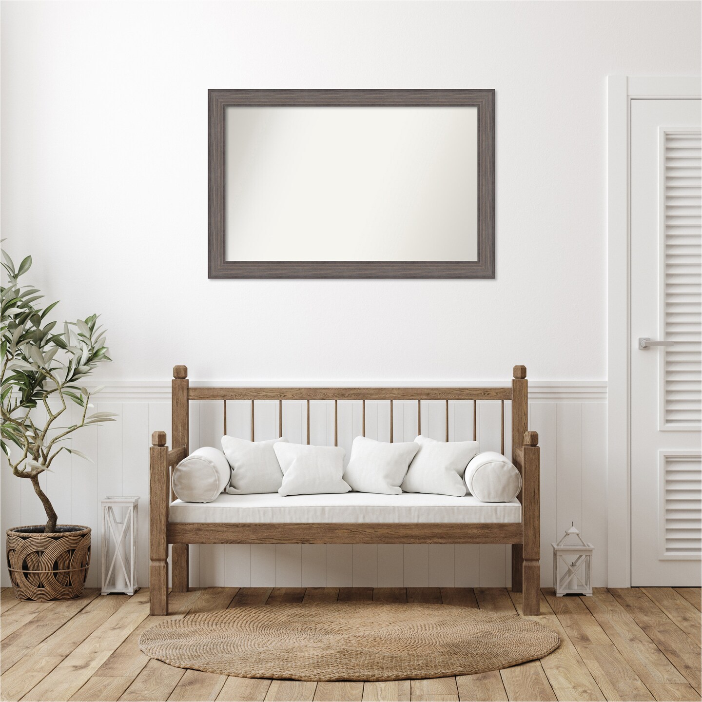 Country Barnwood Non-Beveled Custom Framed Bathroom Vanity Wall Mirror