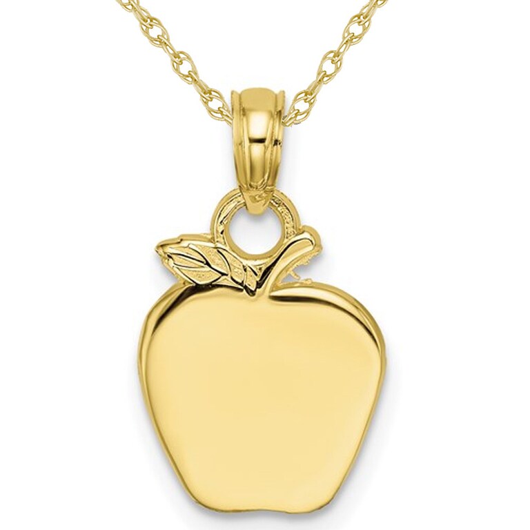 Gem And Harmony 10K Yellow Gold Polished Apple Charm Pendant Necklace with Chain