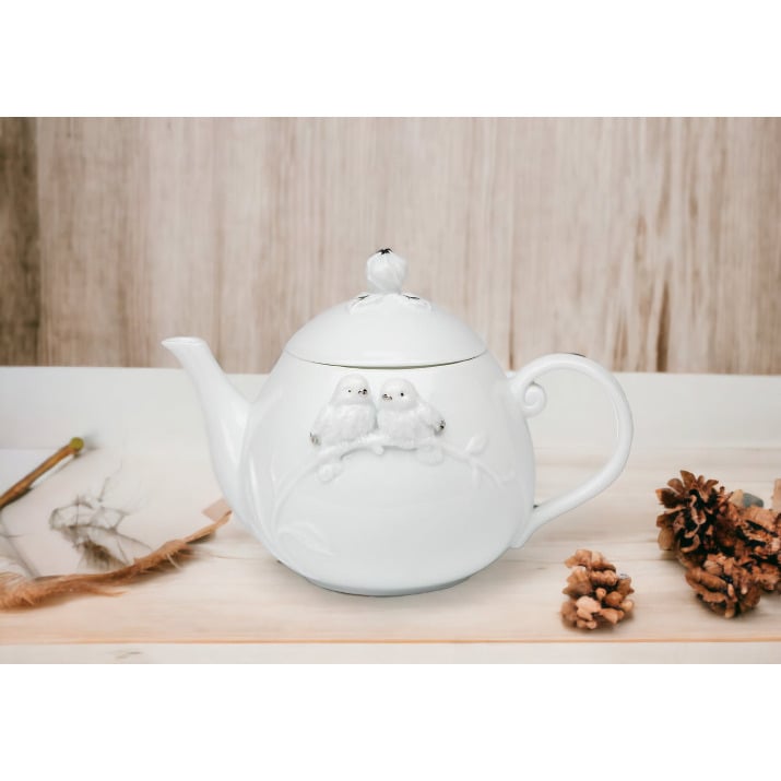 Ceramic White Birds Teapot 7X4.5Mom