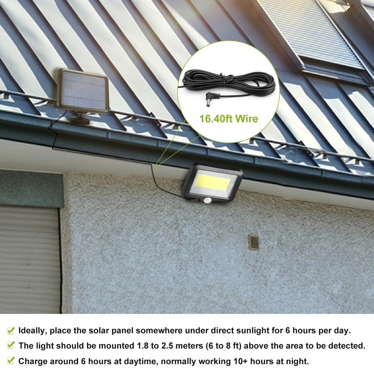 Solar Powered Wall Light 100 Led Waterproof Motion Sensor For Outdoor Use Black