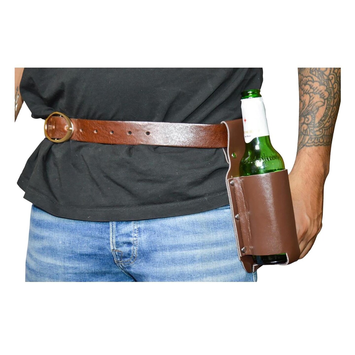 Leatherlike Beverage Holder Adult Costume Accessory | Belt Loop