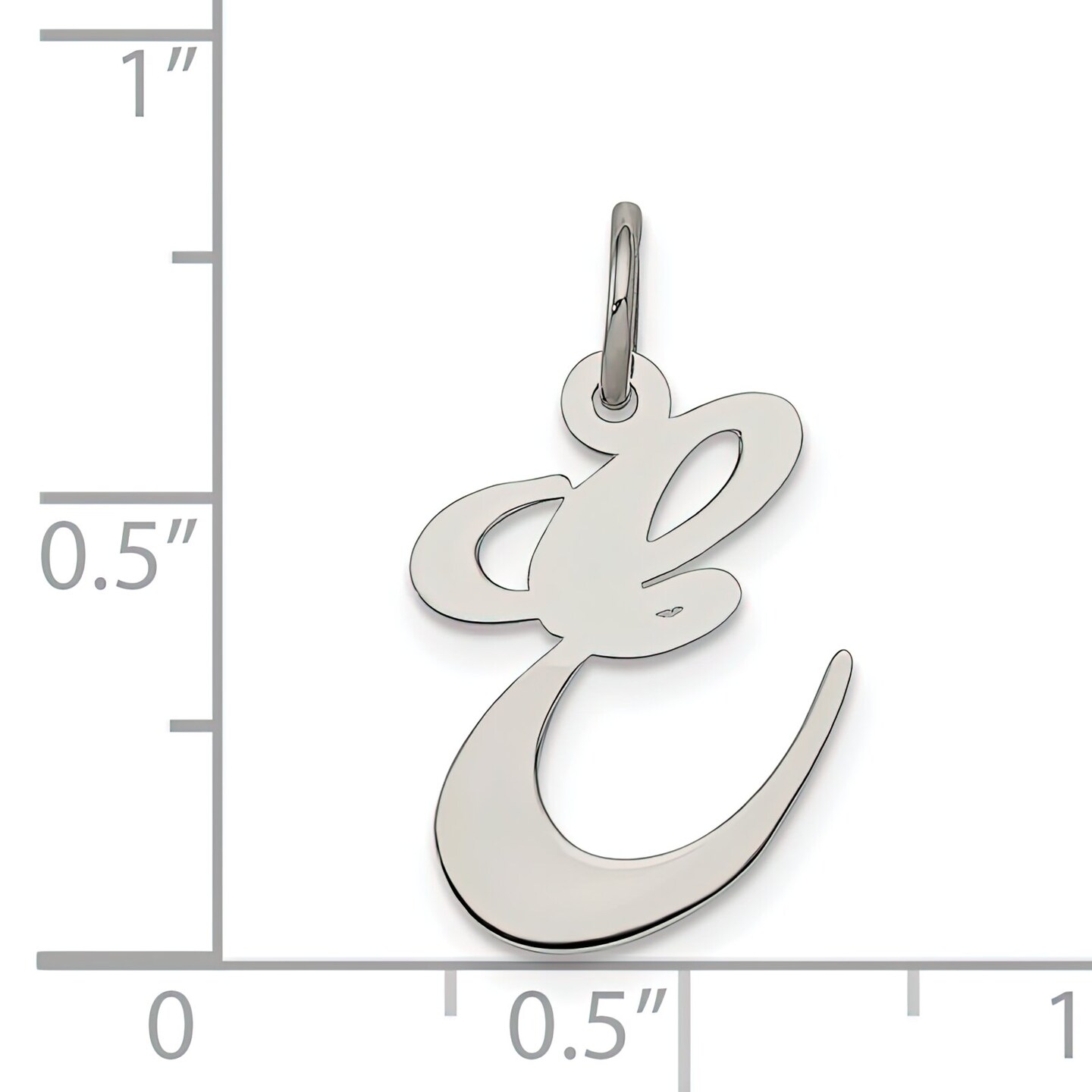 Sterling Silver Medium Script Initial Letter E Charm Jewerly 18mm x 13mm