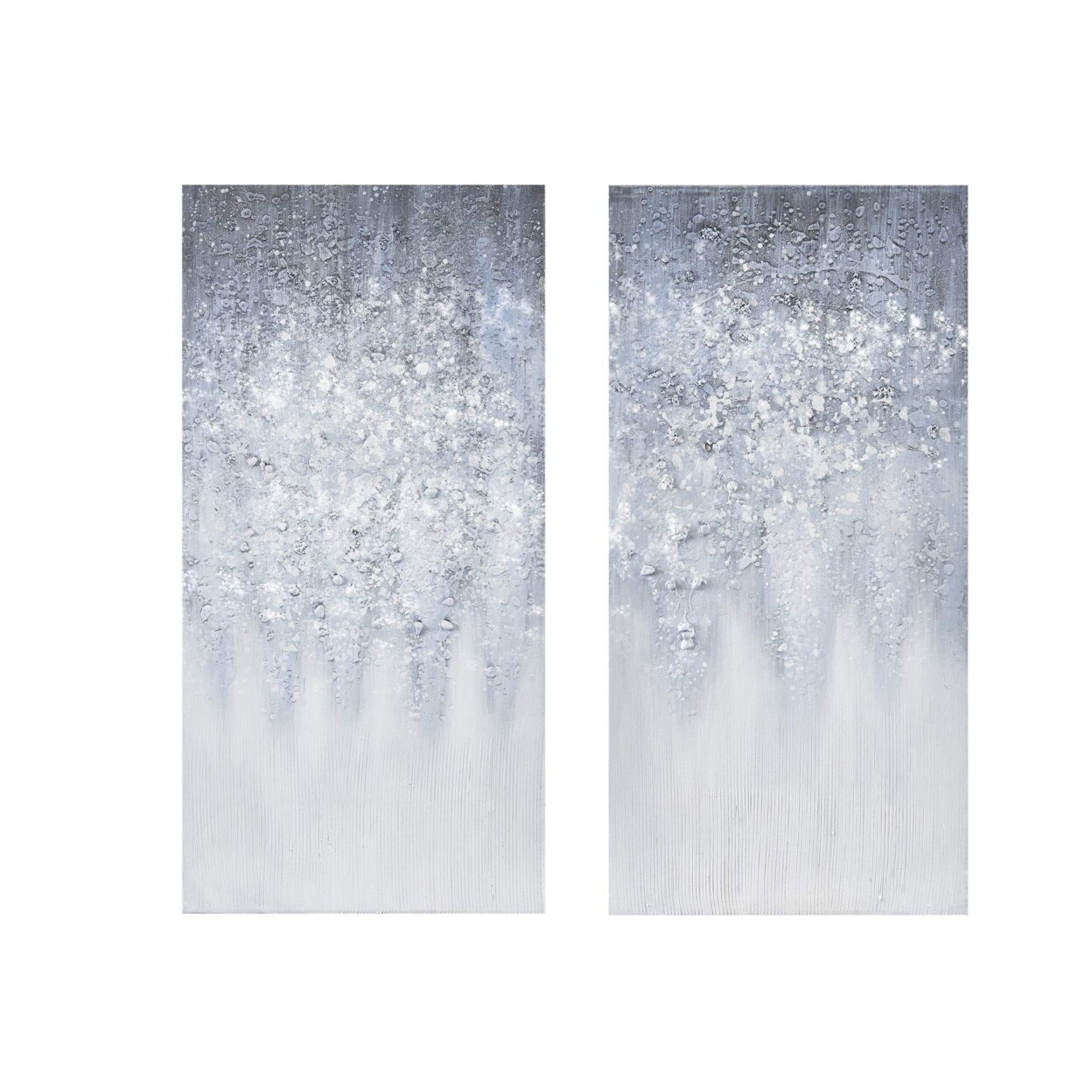 Madison Park   Winter Glaze Heavy Textured Canvas with Glitter Embellishment 2 Piece Set Blue/White See Below