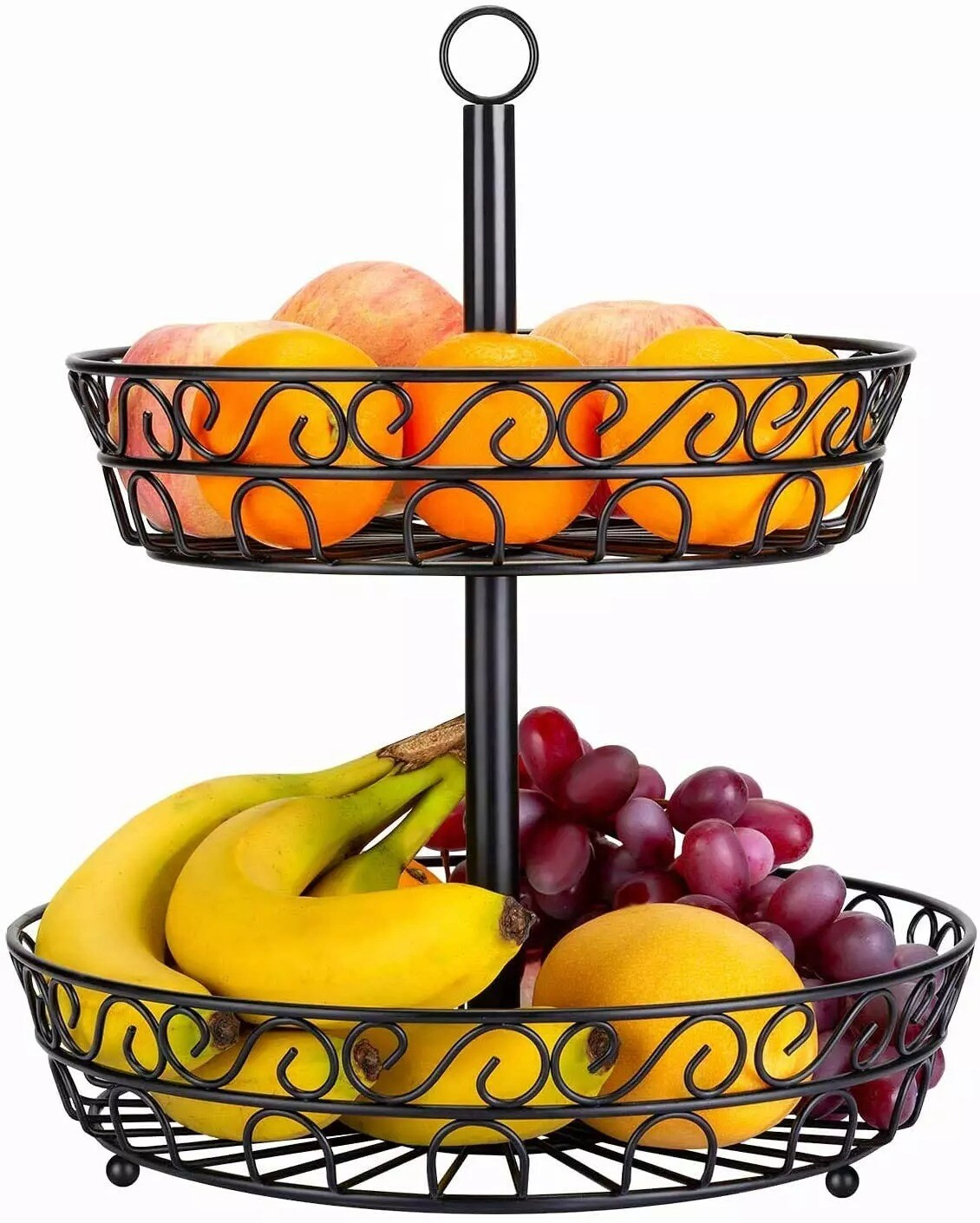 2 Tier Fruit Bowl Tray Countertop Holder Iron Stand Vegetable Snack Storage Rack