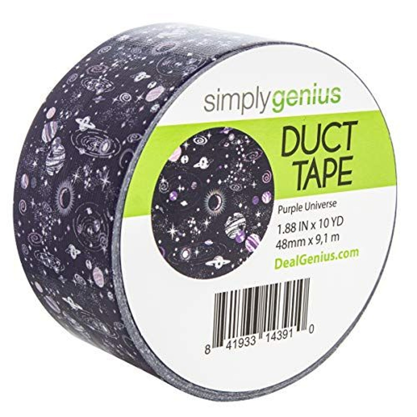 Simply Genius Pattern Duct Tape Heavy Duty, Single Roll 1.88 in x 10 Yards, Colorful Duct Tape with Designs for Crafts, DIY, and Home, Printed Duct Tape Designs, Cute Purple Universe Design