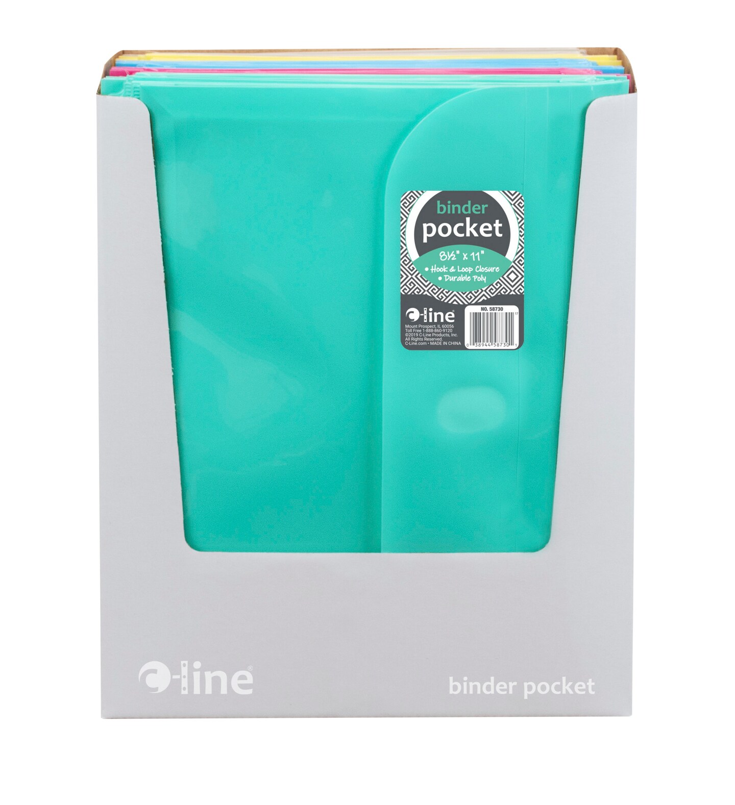 C-Line Side Loading Binder Pocket, 1 Inch Expansion, Assorted Colors, Set of 36
