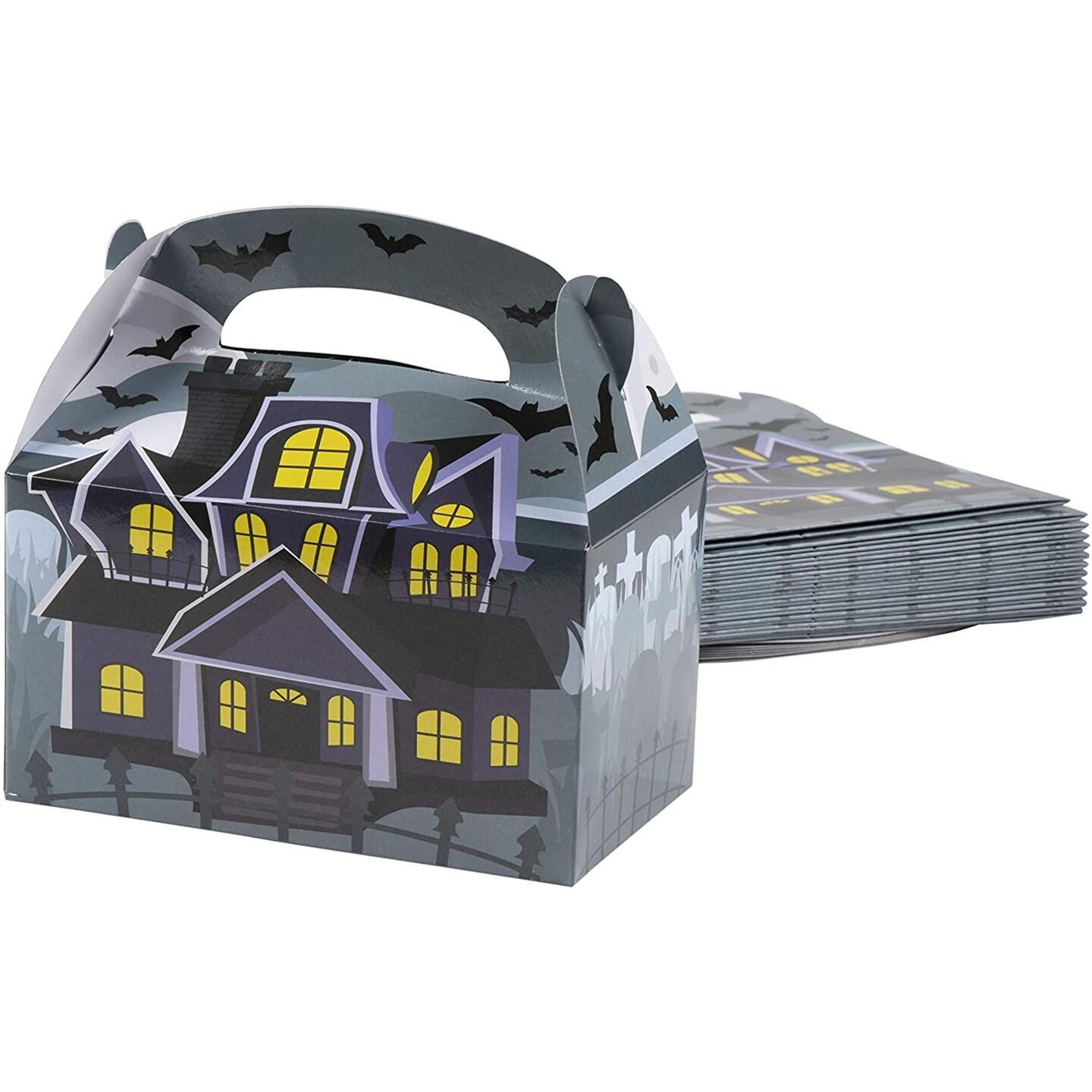 Halloween Party Treat Boxes for Favors, Candy (Haunted House, 24 Pack)