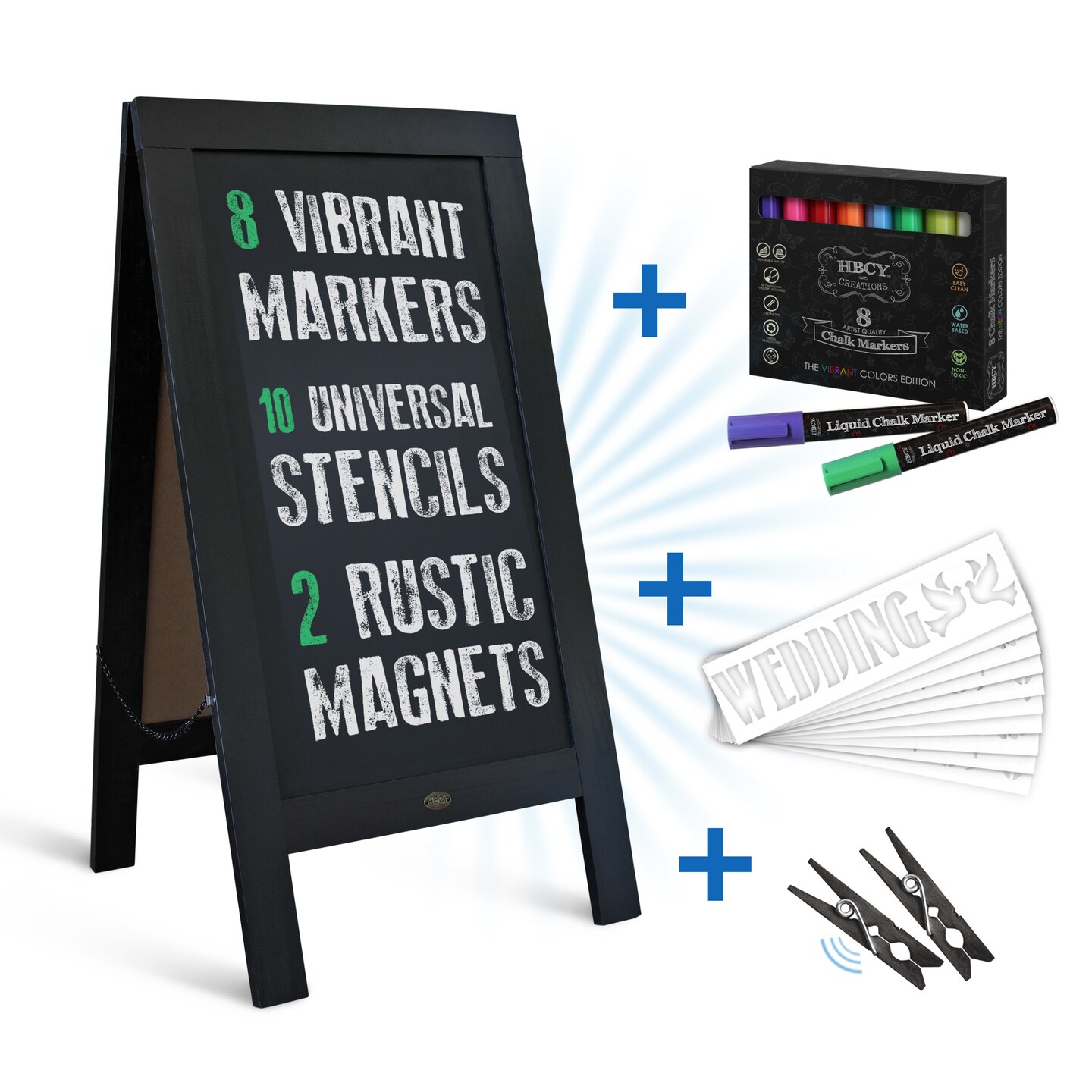Magnetic A-Frame Chalkboard Sign, Extra Large 20 x 40, Standing  Chalkboard Easel, with Chalk Marker + Chalk & Eraser, Sandwich Board  Outdoor Sidewalk Sign, by Better Office Products (Black) 