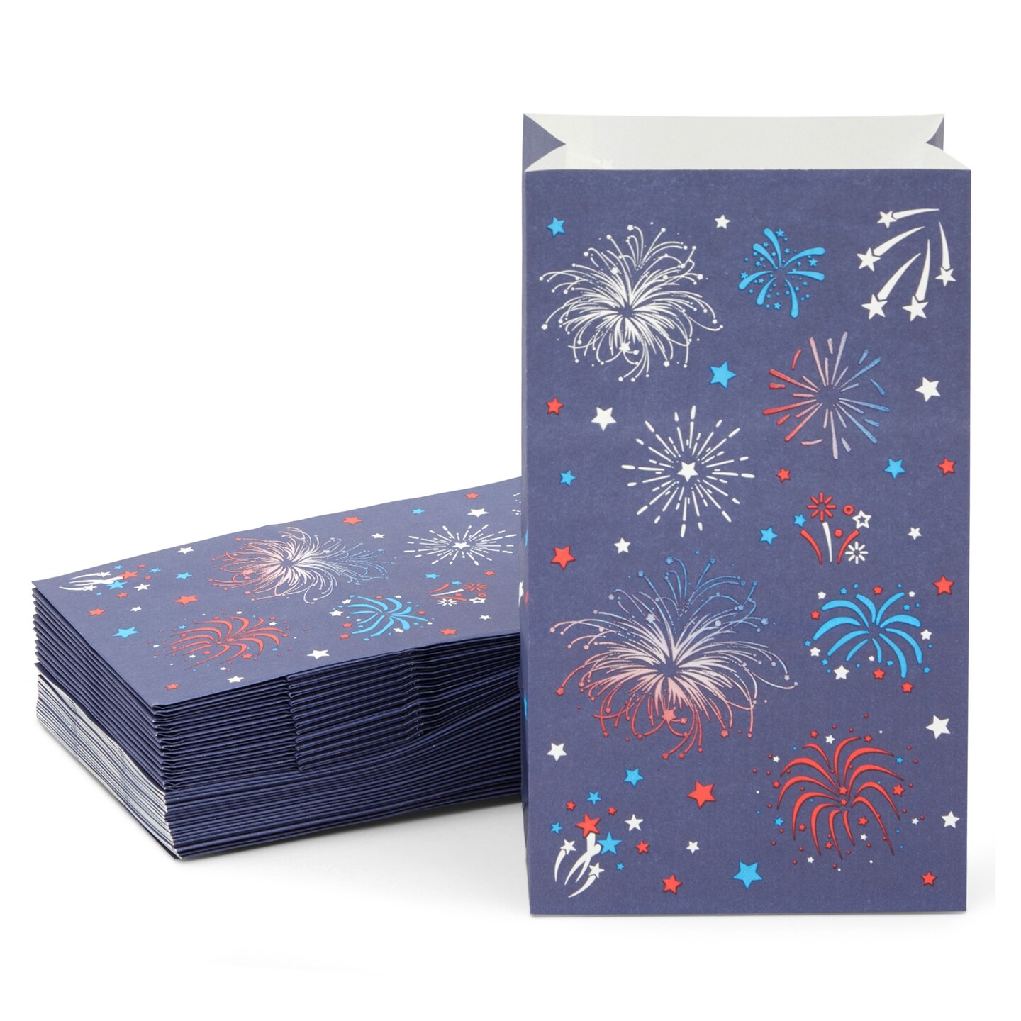 36 Pack Patriotic Paper Party Favor Bags for USA Themed Celebration, BBQ Essentials (5 x 9 x 3 in)