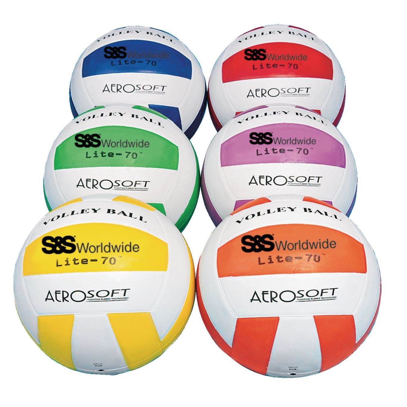 S&#x26;S Worldwide Lite 70 Inflatable Foamed Rubber Volleyballs. Official Sized Balls are 30% Lighter than Standard Volleyball. Great for Kids, Novice Players and Recreational Play. Set of 6 Balls.