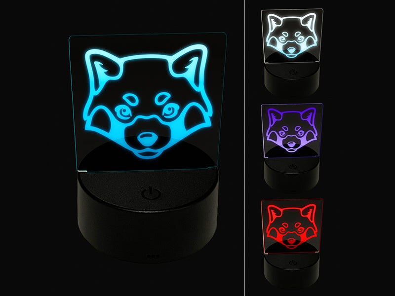 Red Panda Face 3D Illusion LED Night Light Sign Nightstand Desk Lamp