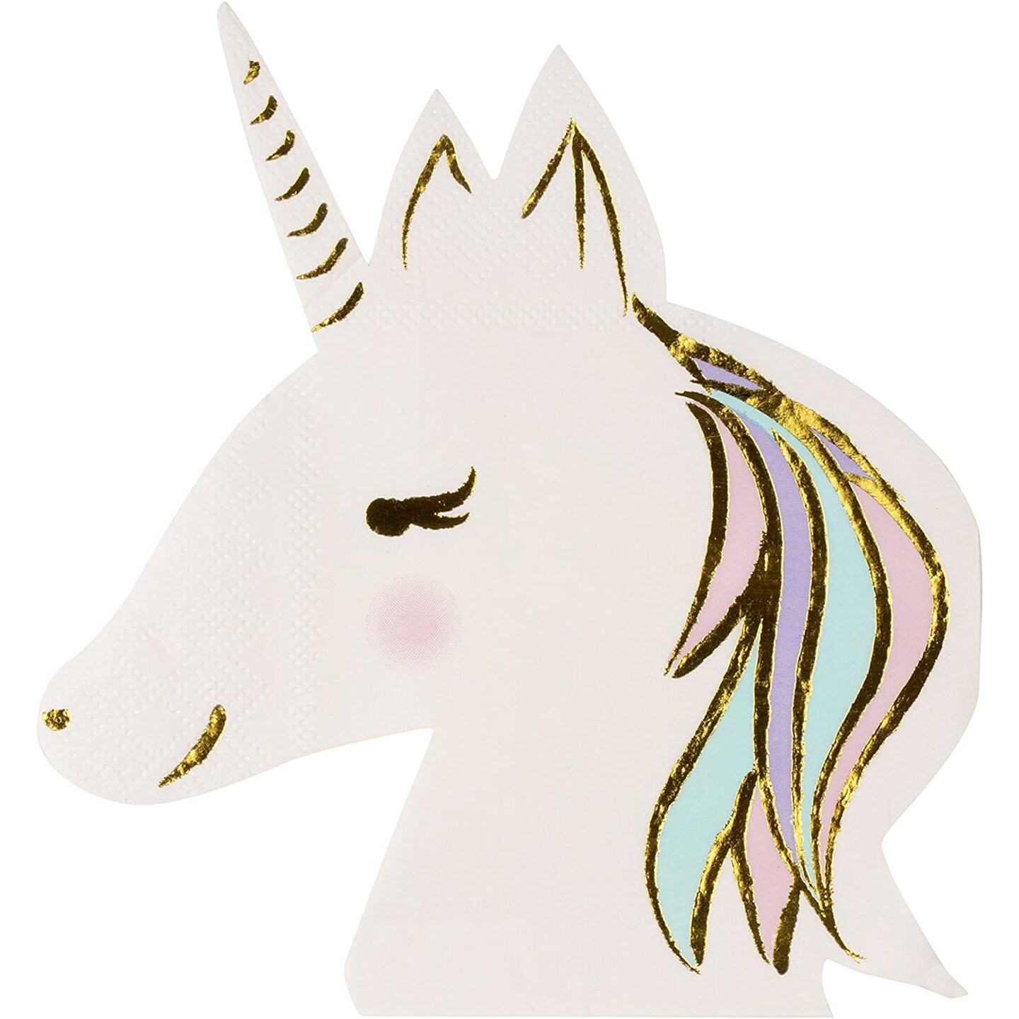 Blue Panda Cocktail Napkins - 50-Pack Luncheon Napkins Disposable Paper Napkins Birthday Party Supplies 3-Ply Unicorn Die-Cut Shaped Design with Gold Foil Folded 6.5 x 6.3 Inches