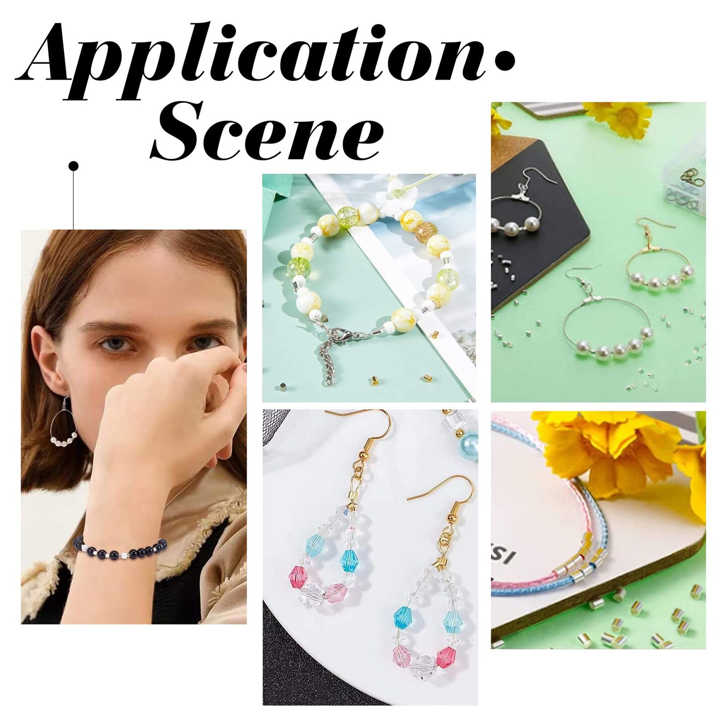 3000 Pieces Crimp Tube Beads, 1.5mm 2mm 2.5mm Brass Tube Crimp End Spacer Beads Cord End Caps Loose Stopper Beads for Earring Necklace Pendant DIY Jewelry Gift Making, Silver