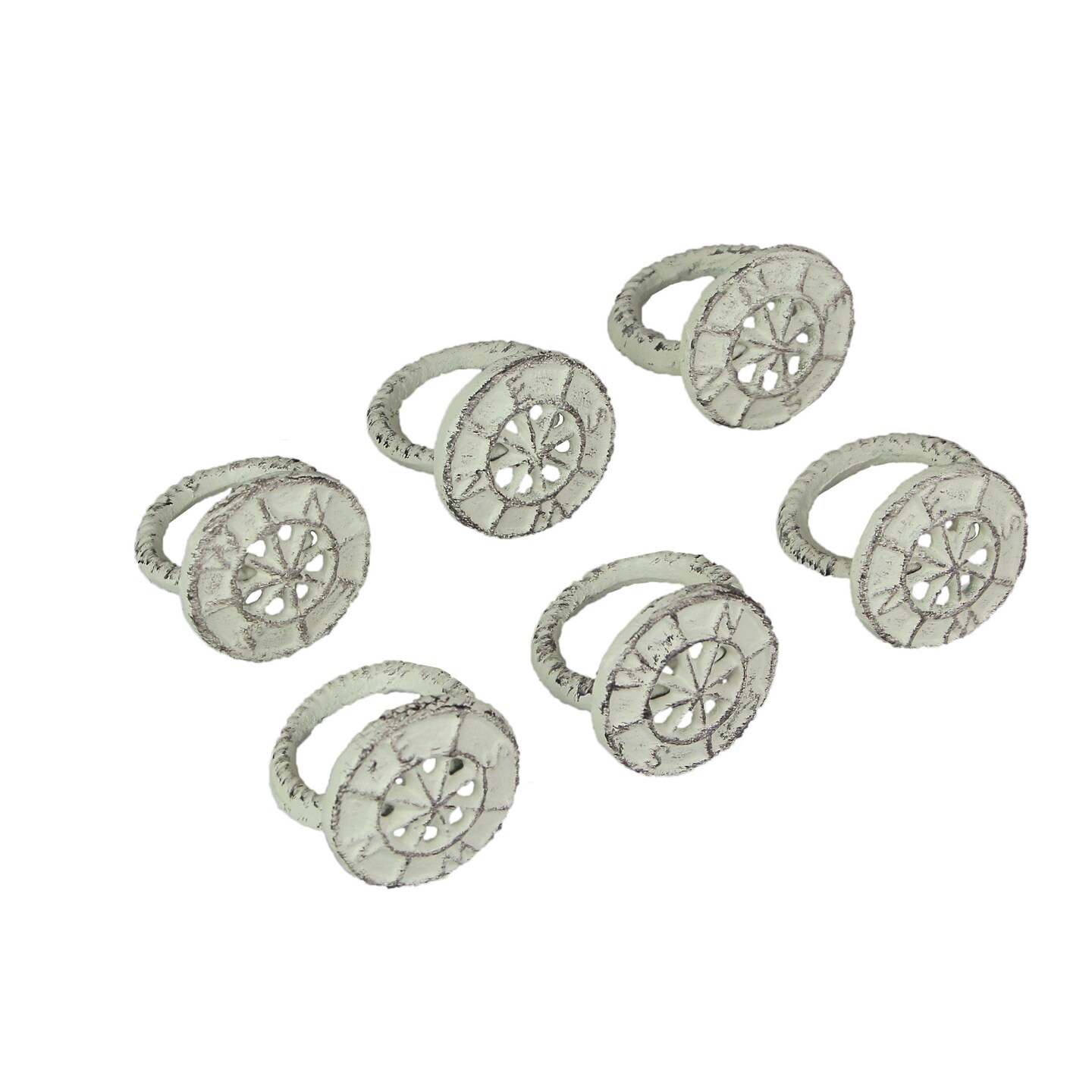 Set of 6 Cast Iron Compass Rose Napkin Rings Decorative Nautical Dining Decor