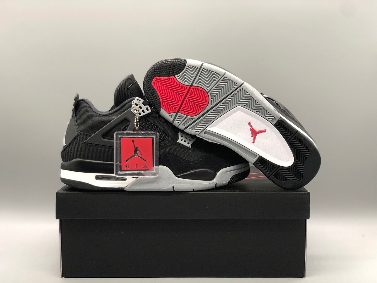 Air Jordan 4 Black Canvas Shoes, Sneaker for men, Sneaker for women product 2