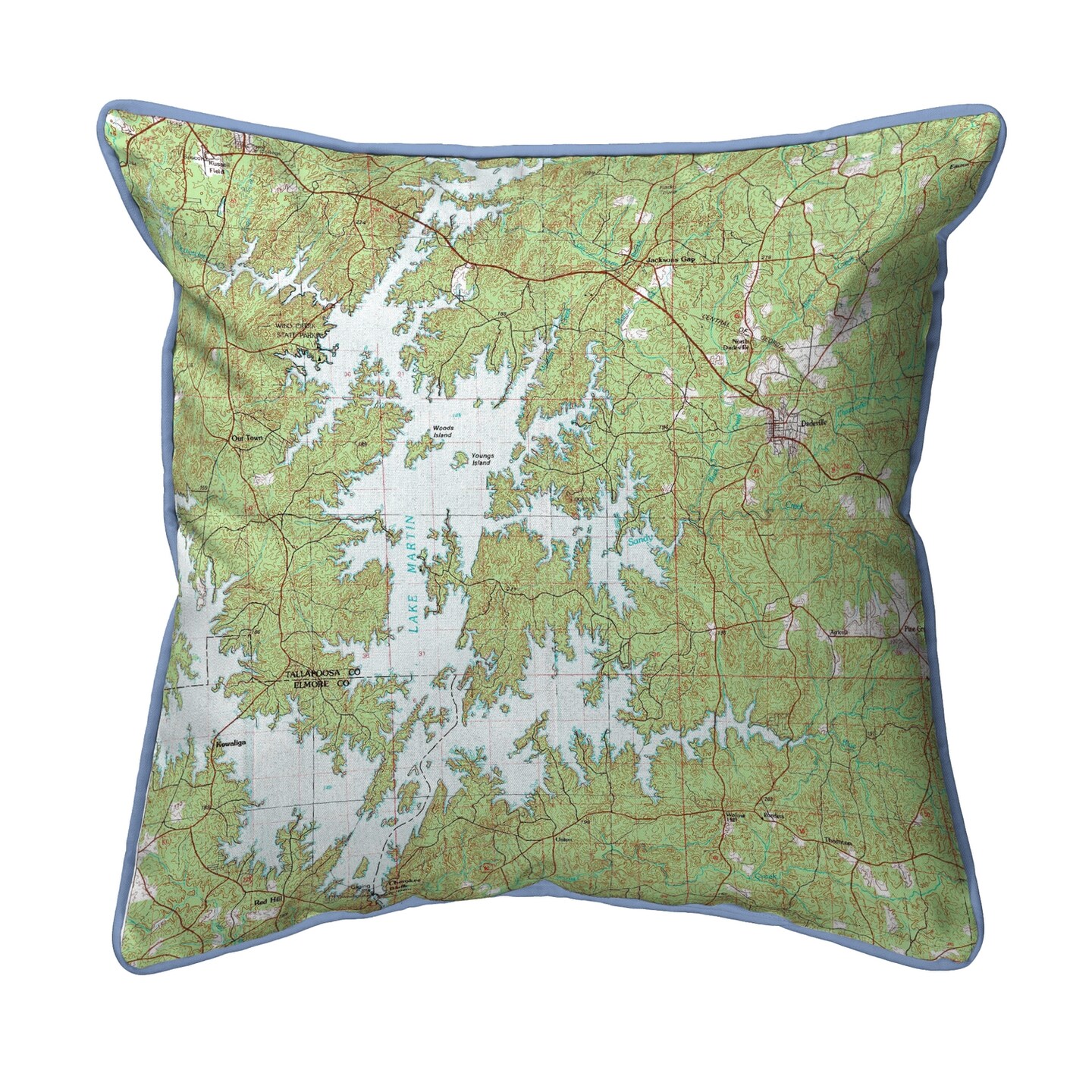 Betsy Drake Lake Martin AL Small Pillow 12x12 - Corded Indoor/Outdoor