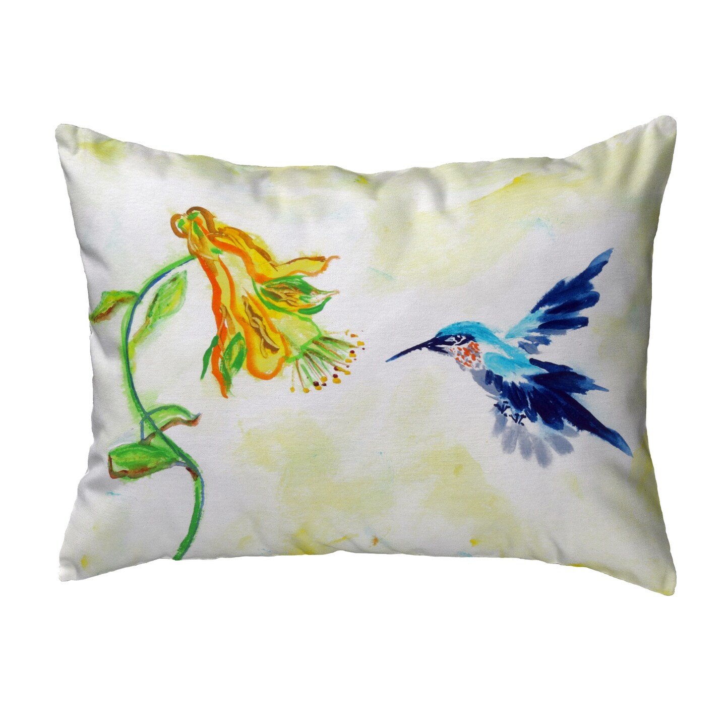 Betsy Drake Hummingbird &#x26; Yellow Flower No Cord Pillow 16x20