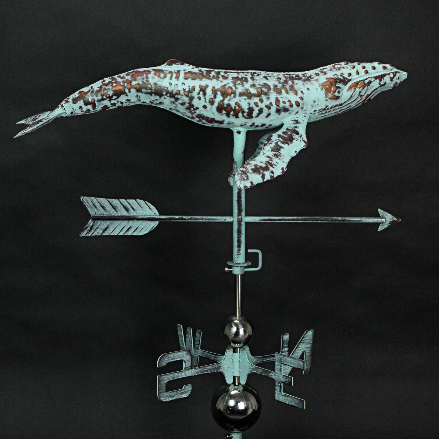 Verdigris Copper Humpback Whale Weathervane