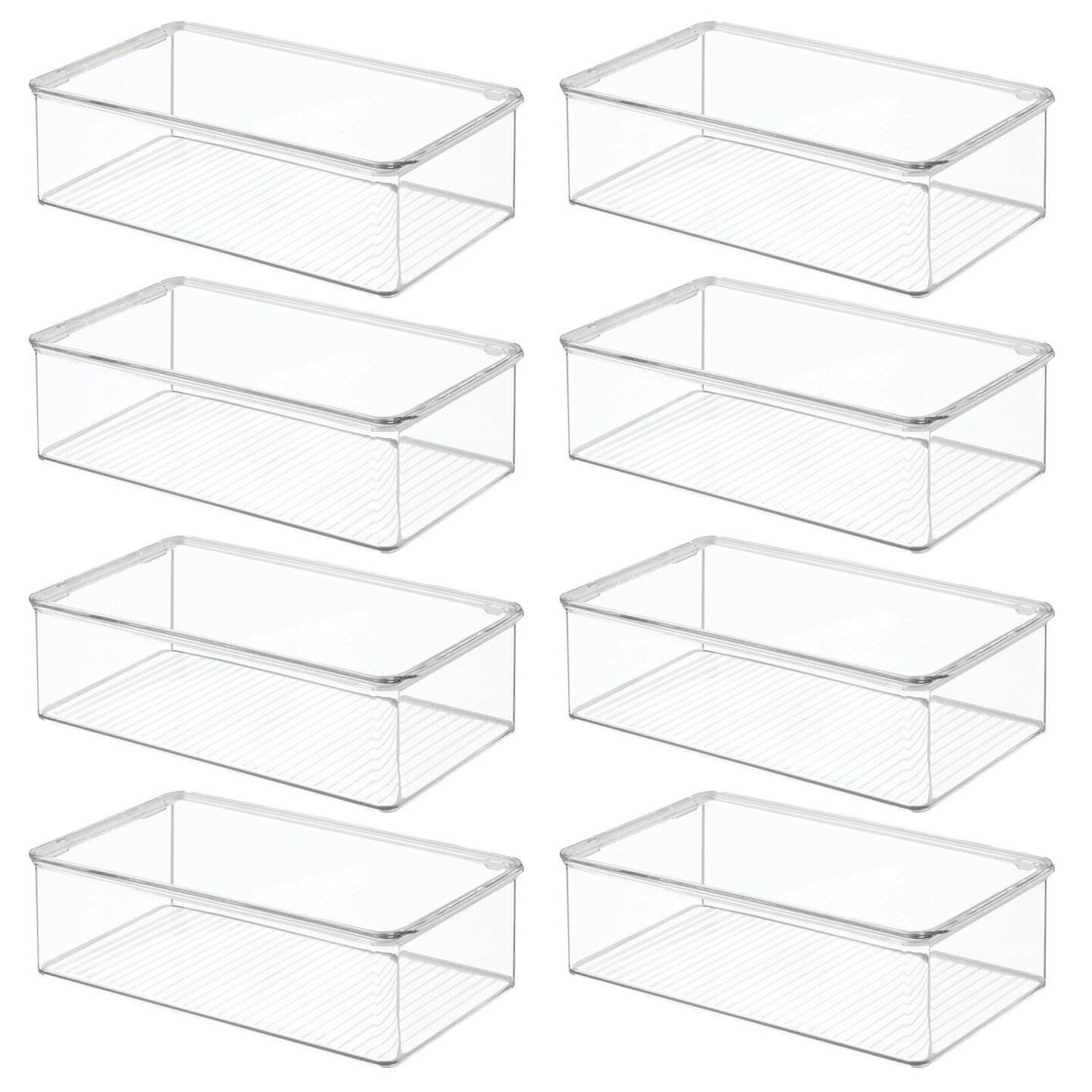 mDesign Plastic Stackable Toy Storage Bin with Attached Lid