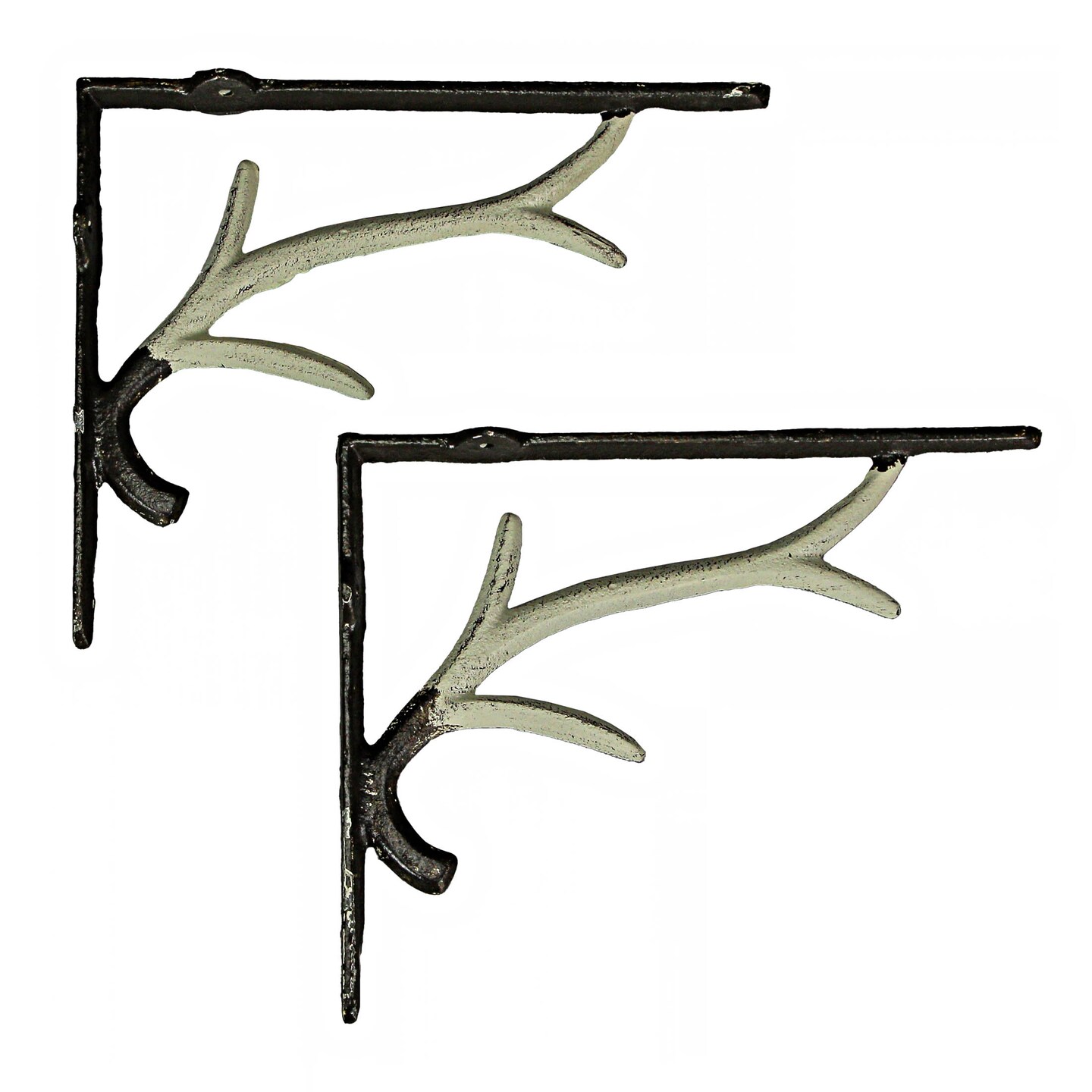 Set of 2 Cast Iron Deer Antler Decorative Shelf Brackets