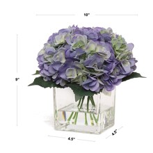 16&#x22; Periwinkle Hydrangea Flowers - Faux Blooms, Glass Vase with Water Look, Elegant Home &#x26; Office Decor, Event Centerpiece - Perfect Year-Round Accent, Floral Home by Artificial Flowers
