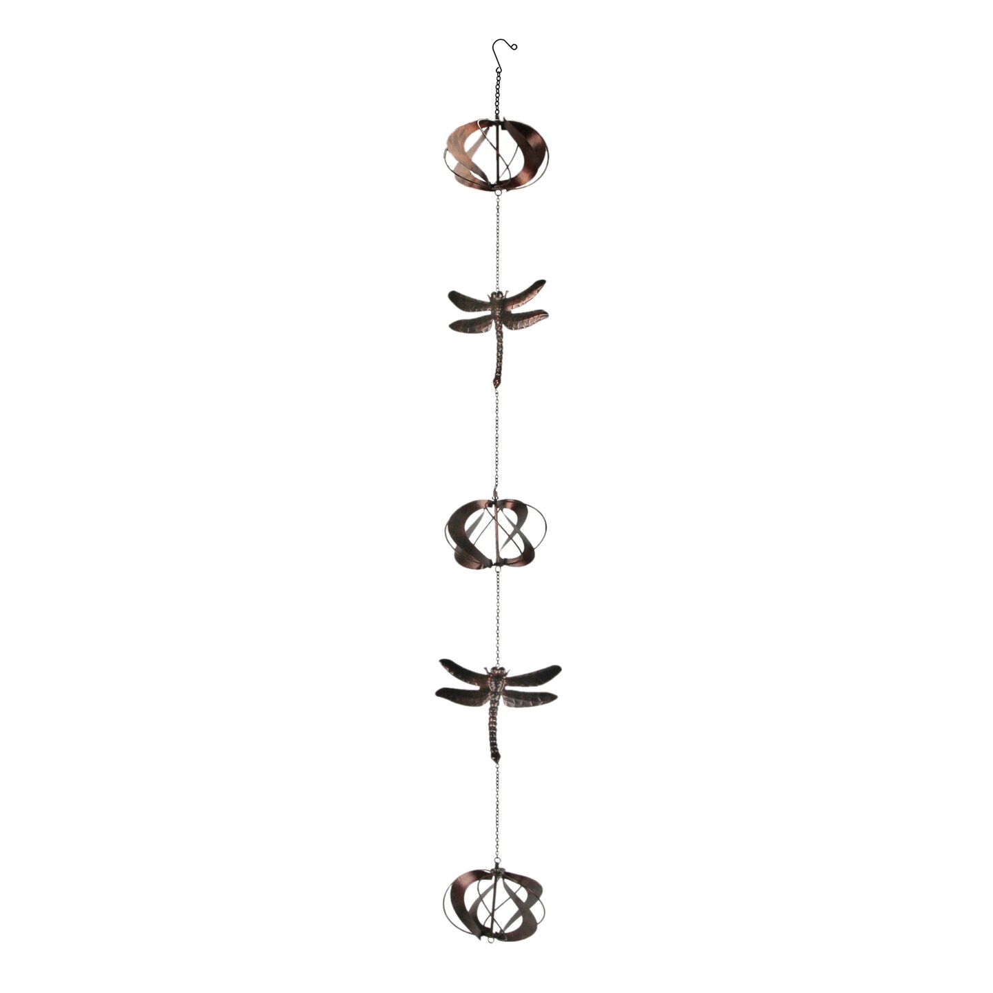 Metal Dragonfly Wind Spinner Chain Kinetic Garden Sculpture Home Decor