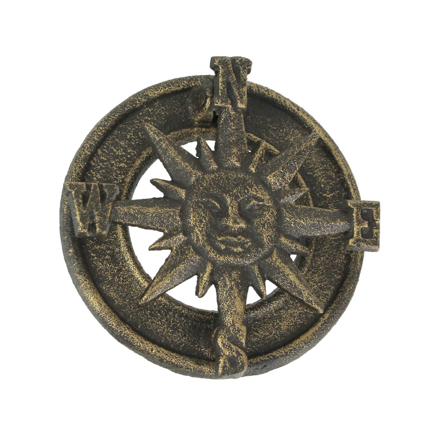 Bronze Cast Iron Decorative Sun Compass Rose Door Knocker Rustic Home Decor