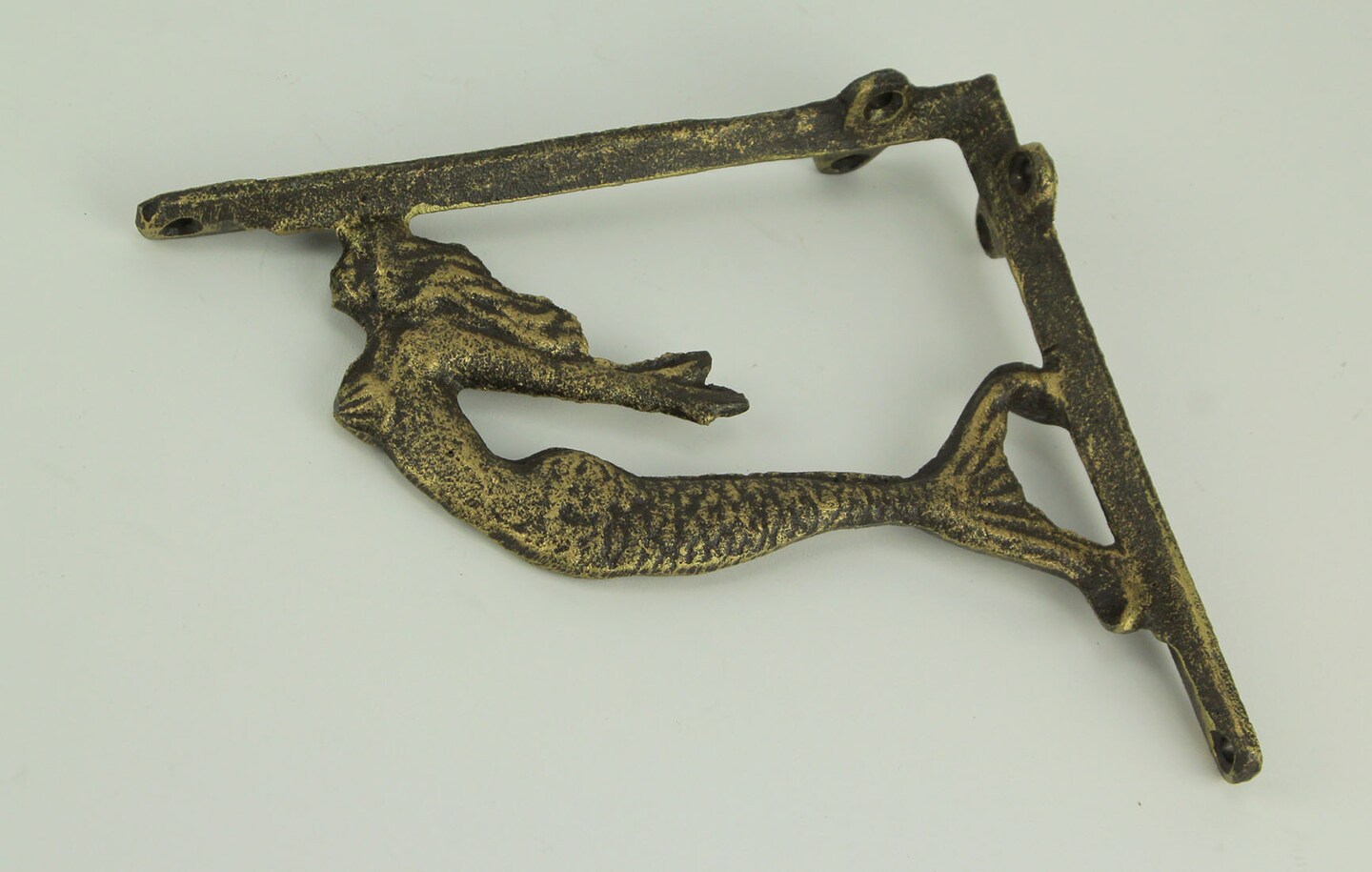 Cast Iron Swimming Mermaid Wall Shelf Bracket Coastal Decor Set of 2