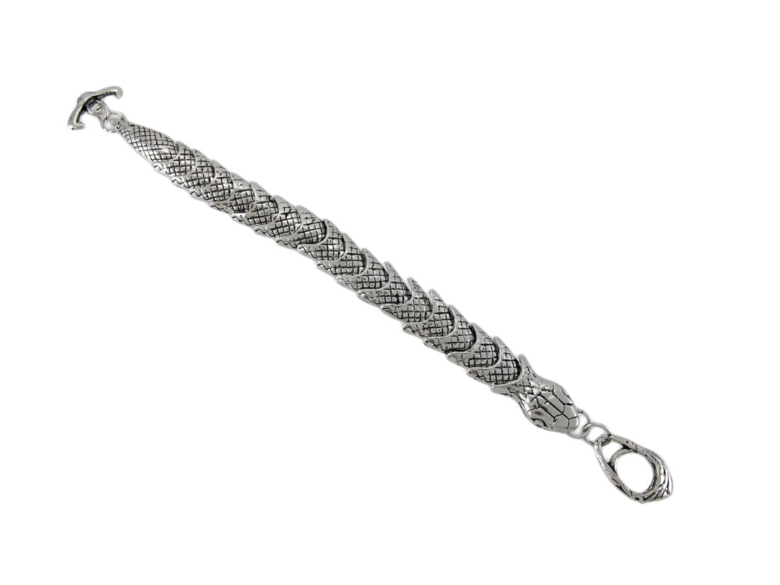 Chrome Plated Snake Link Toggle Clasp Bracelet
