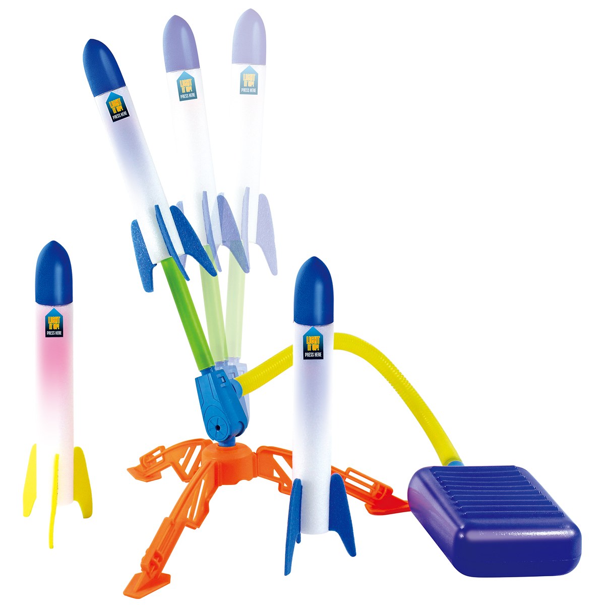 Nothing But Fun Toys Air-Powered Light Up Jump Rockets with LED Lights