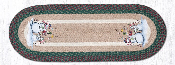 Earth Rugs OP-508 Birdhouse Snowman Oval Patch Runner 13" x 36"