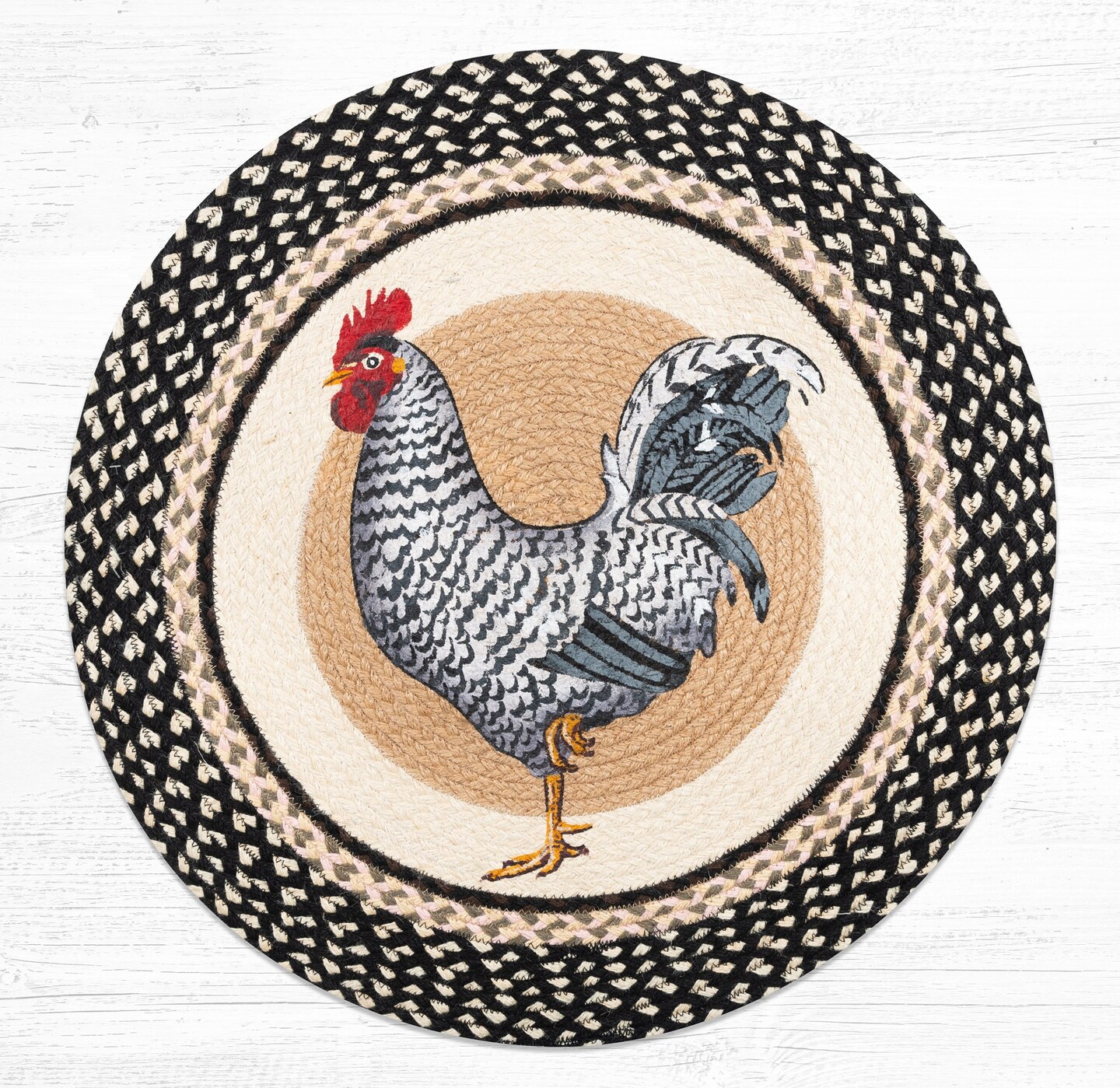Earth Rugs RP-430 Rooster Round Patch 27&#x22; x 27&#x22;