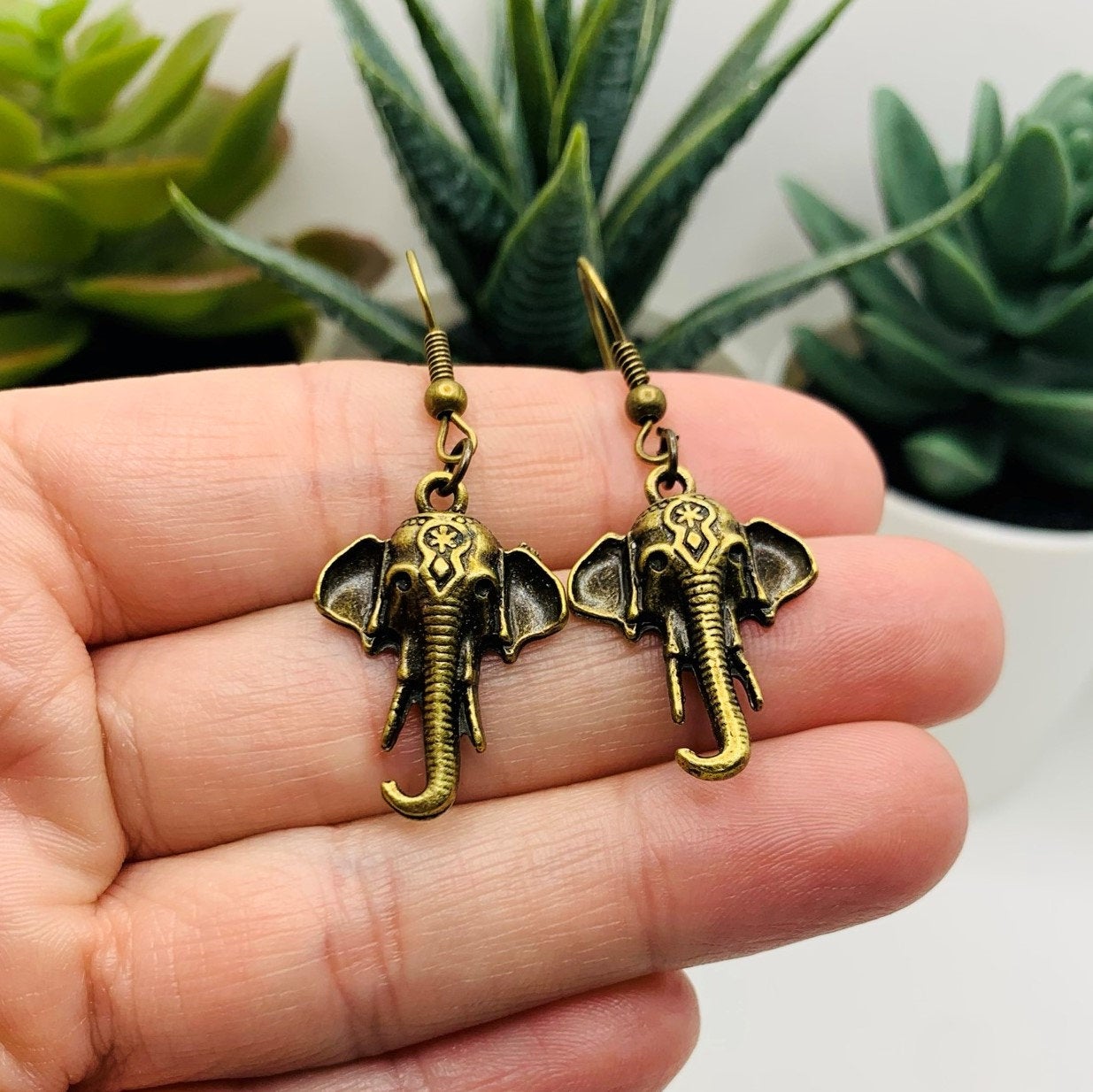 Bronze Tibetan Elephant Earrings