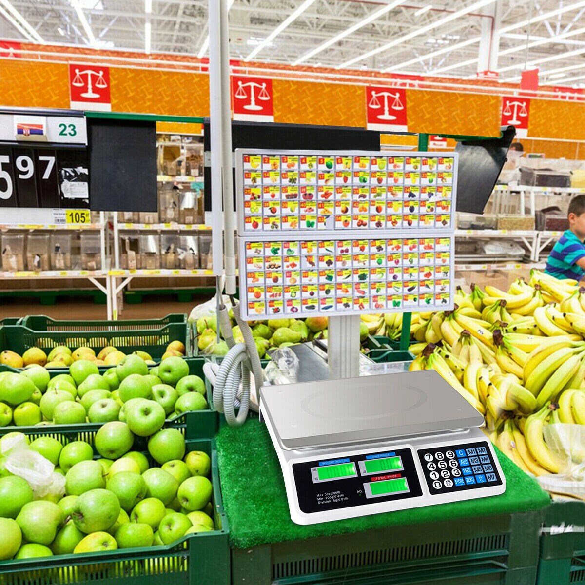 Costway 66 lbs Digital Weight Scale Price Computing Retail Count Scale Food Meat Scales