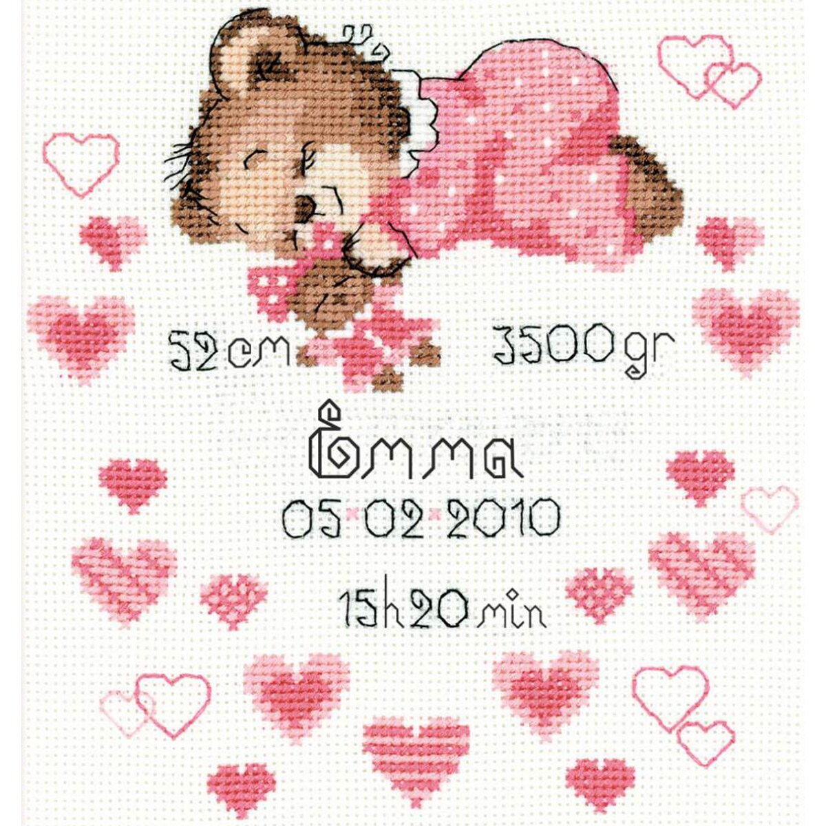 RIOLIS Counted Cross Stitch Kit 7"X9.5"-Girls Birth Announcement