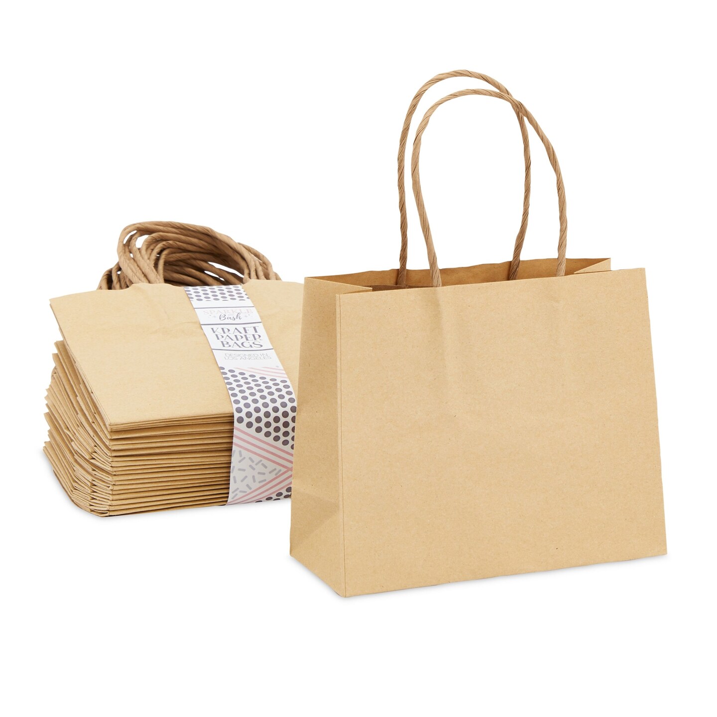 50 Pack Mini Paper Gift Bags with Handles 6x5x2.5 in Bulk for