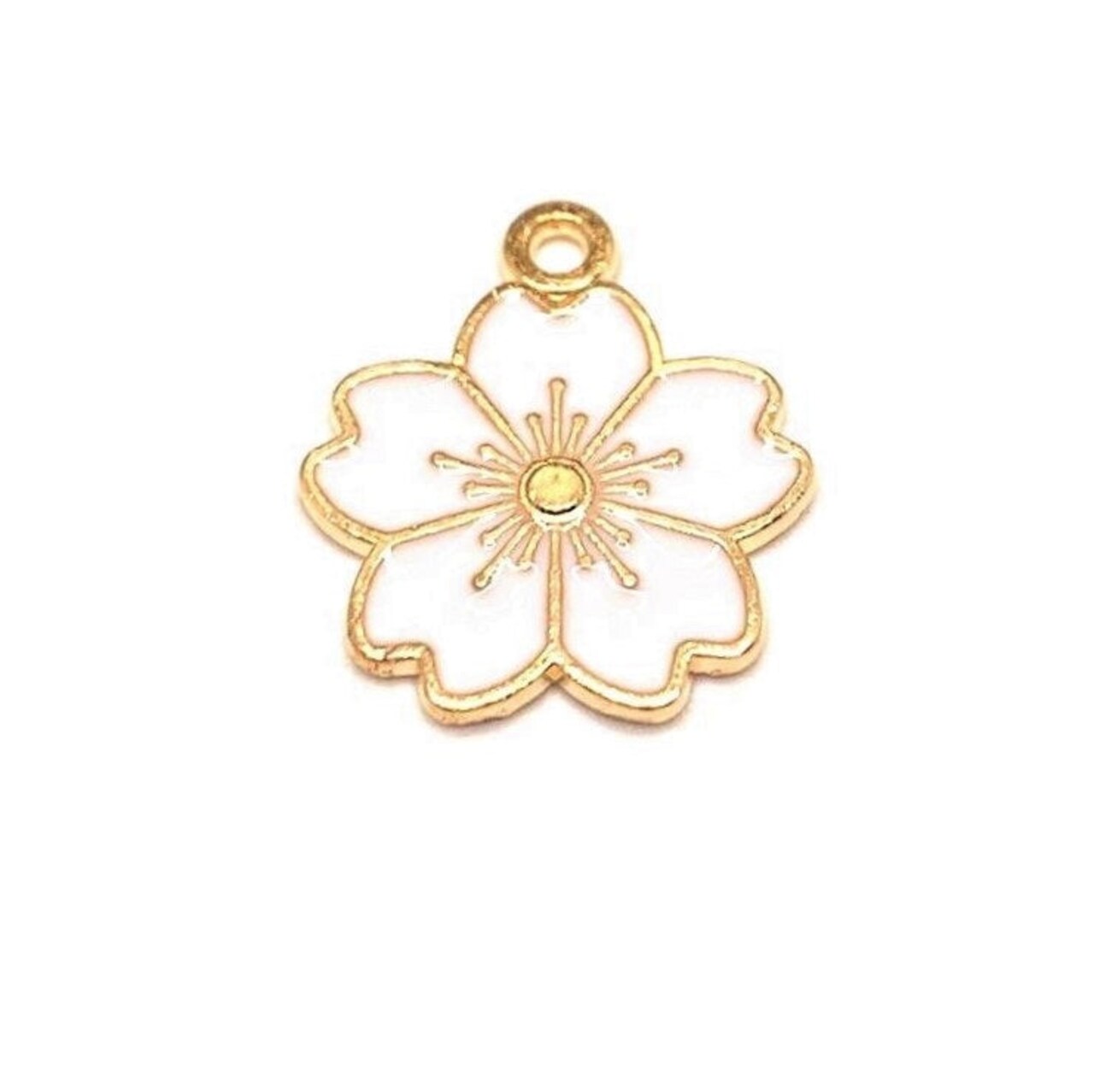 4, 20 or 50 Pieces: White and Gold Cherry Blossom Flower Charms | Michaels