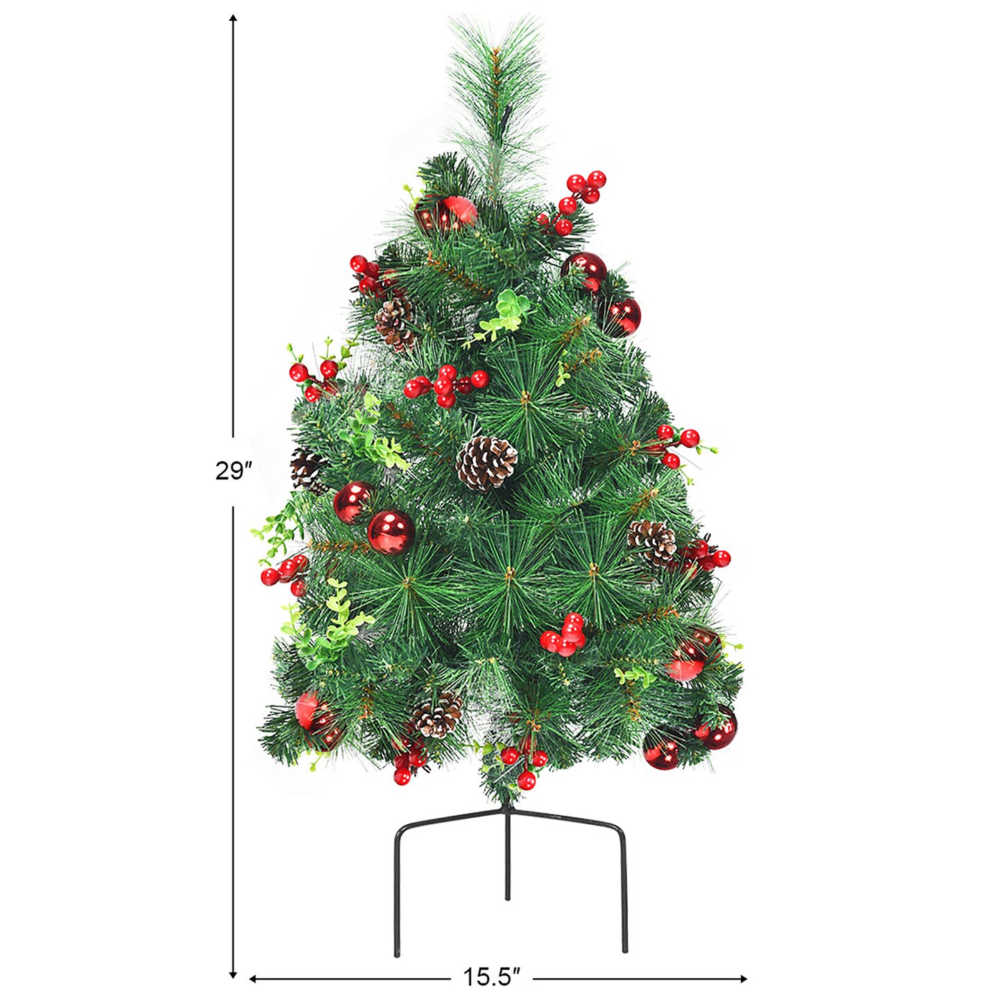 Costway Set of 2 Pre-lit Christmas Trees 24in Battery Powered Pathway Outdoor Decoration