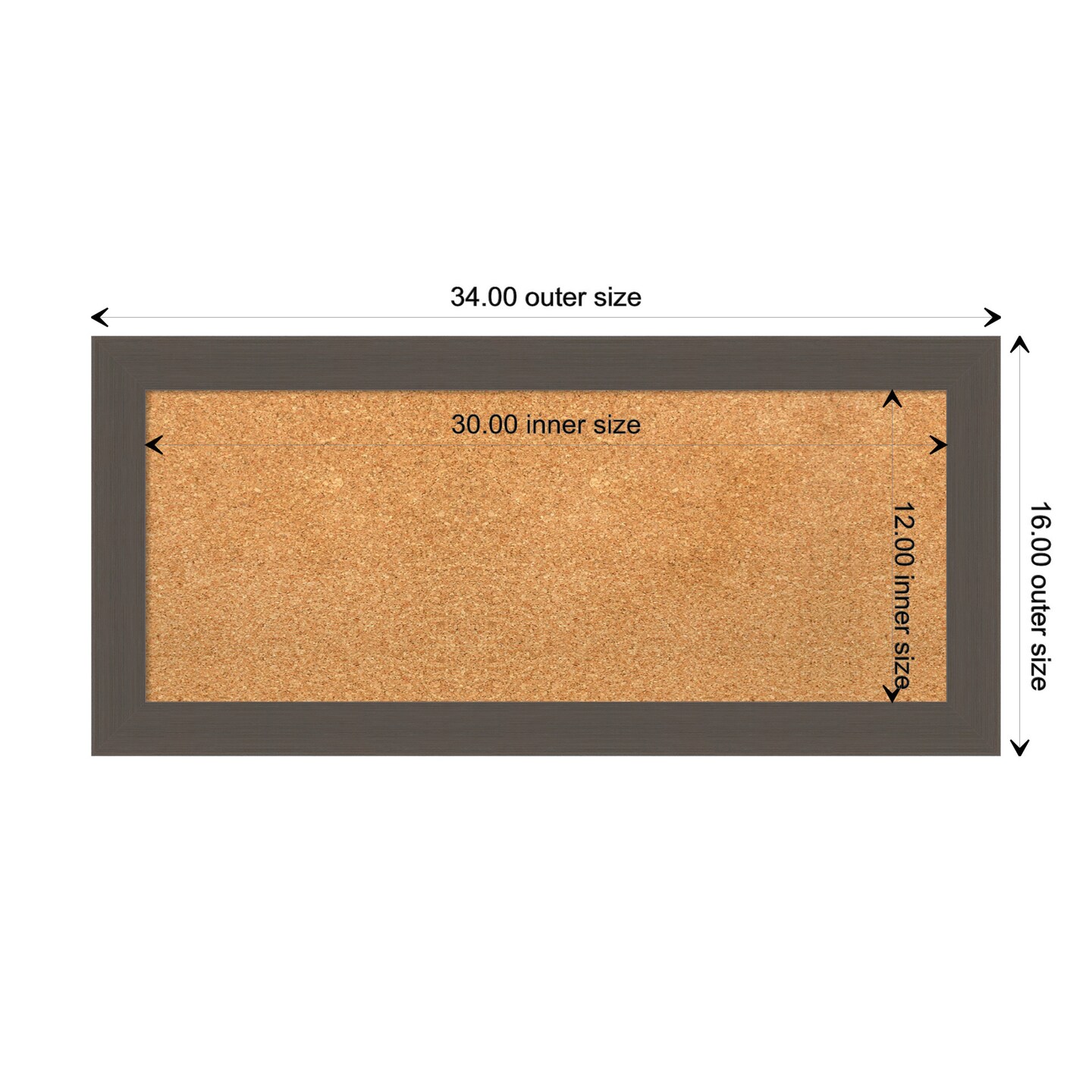 Brushed Framed Corkboard, Natural Cork
