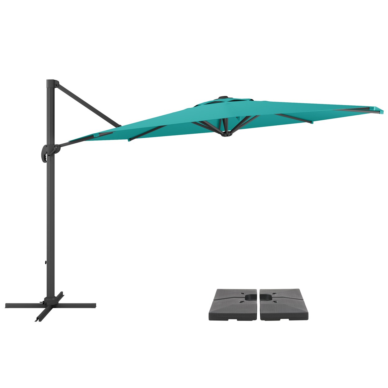 corliving deluxe offset patio umbrella Corliving 11.5Ft Uv Resistant Deluxe Offset Patio Umbrella And Base, Color:  sandy brown, Size: 11.5ft
