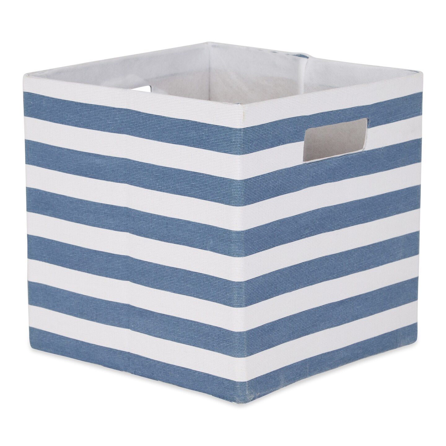 Contemporary Home Living Square Striped Storage Bin - 13" - Blue and White