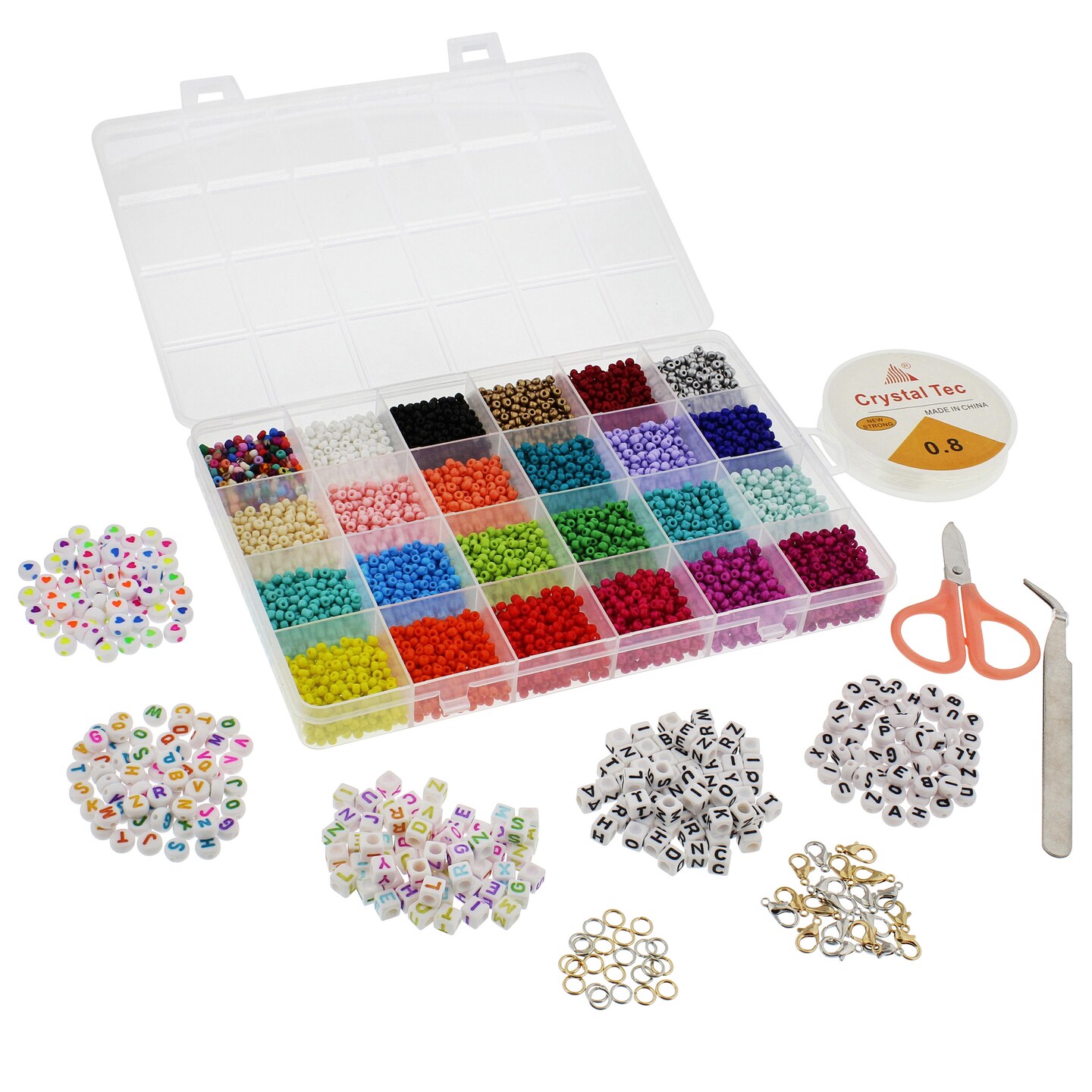 CraftyBook 7500pc Beads Bracelet Making Kits with Small Glass and Letter Beads