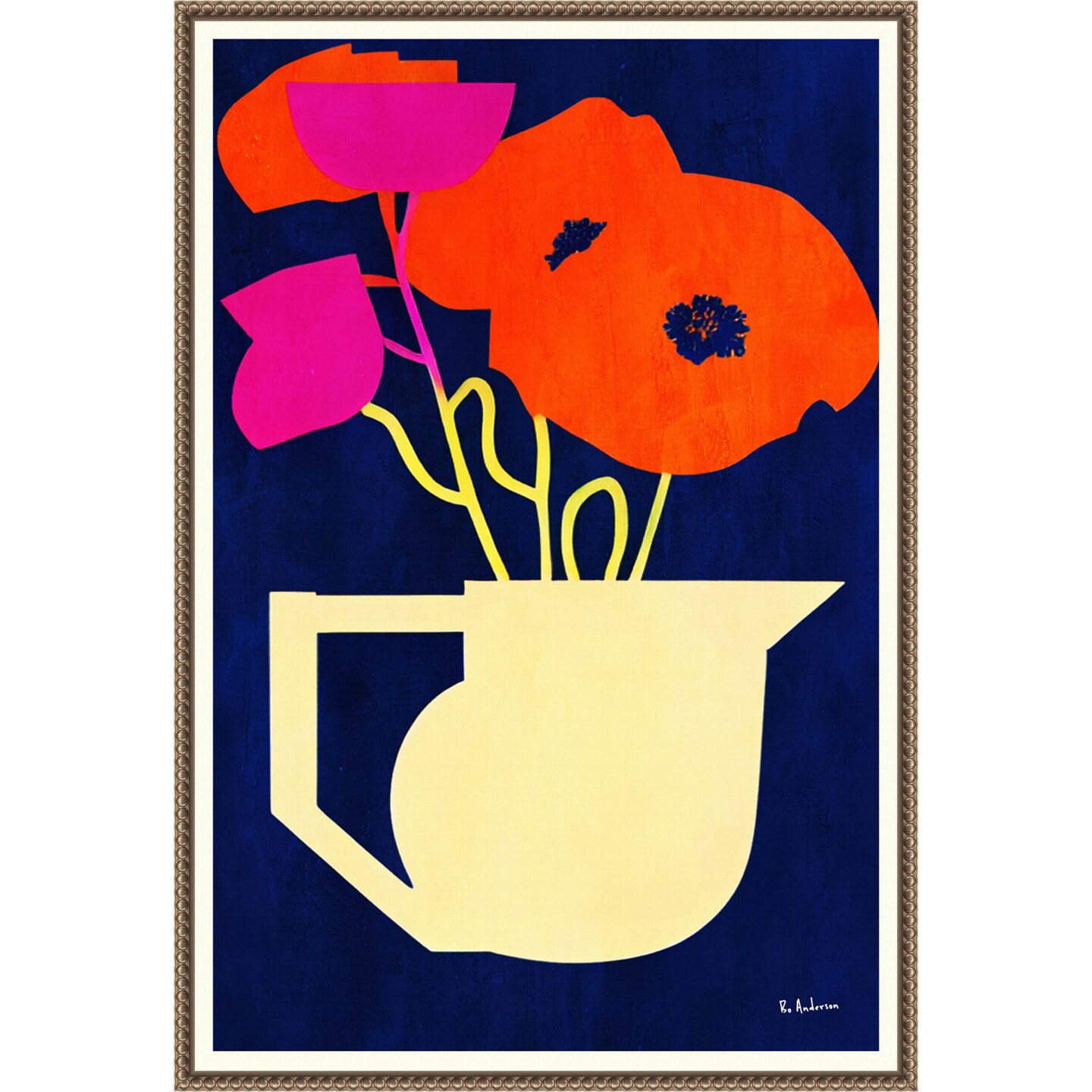Bright a Sunny Poppies by Bo Anderson Framed Canvas Wall Art